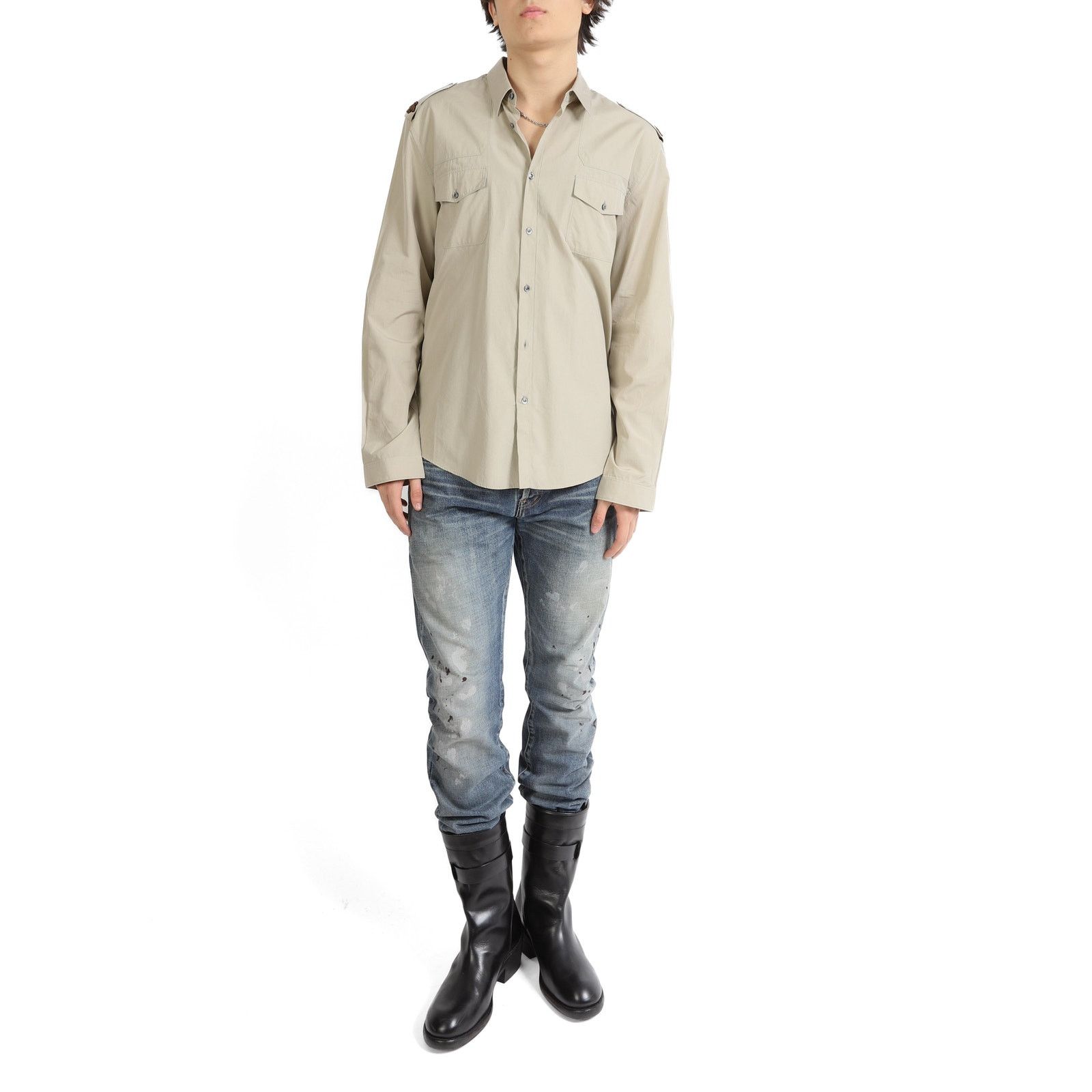 Gucci FW16 Metal Cat Applique Beige Workwear Shirt Size US M / EU 48-50 / 2 - 4 Thumbnail