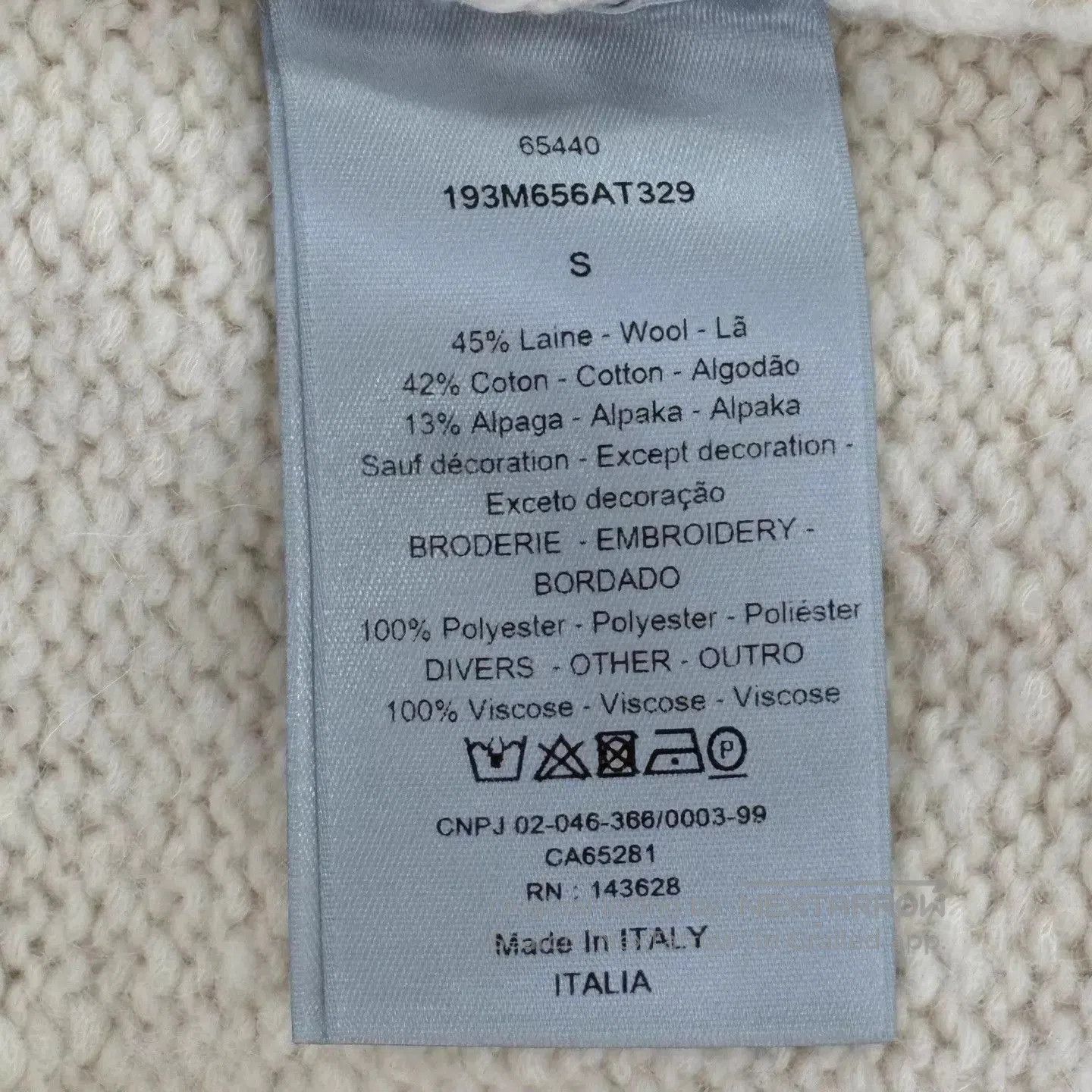 Dior Beige High Neck Knit Sweater with Colorful Graphic. Size US S / EU 44-46 / 1 - 4 Thumbnail
