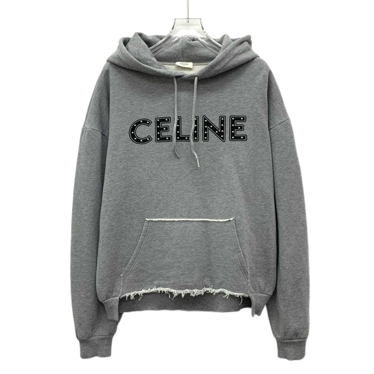Celine Celine Grey Logo Beaded Hooded Drawstring Sweatshirt K26WX Size S / US 4 / IT 40 - 1 Thumbnail
