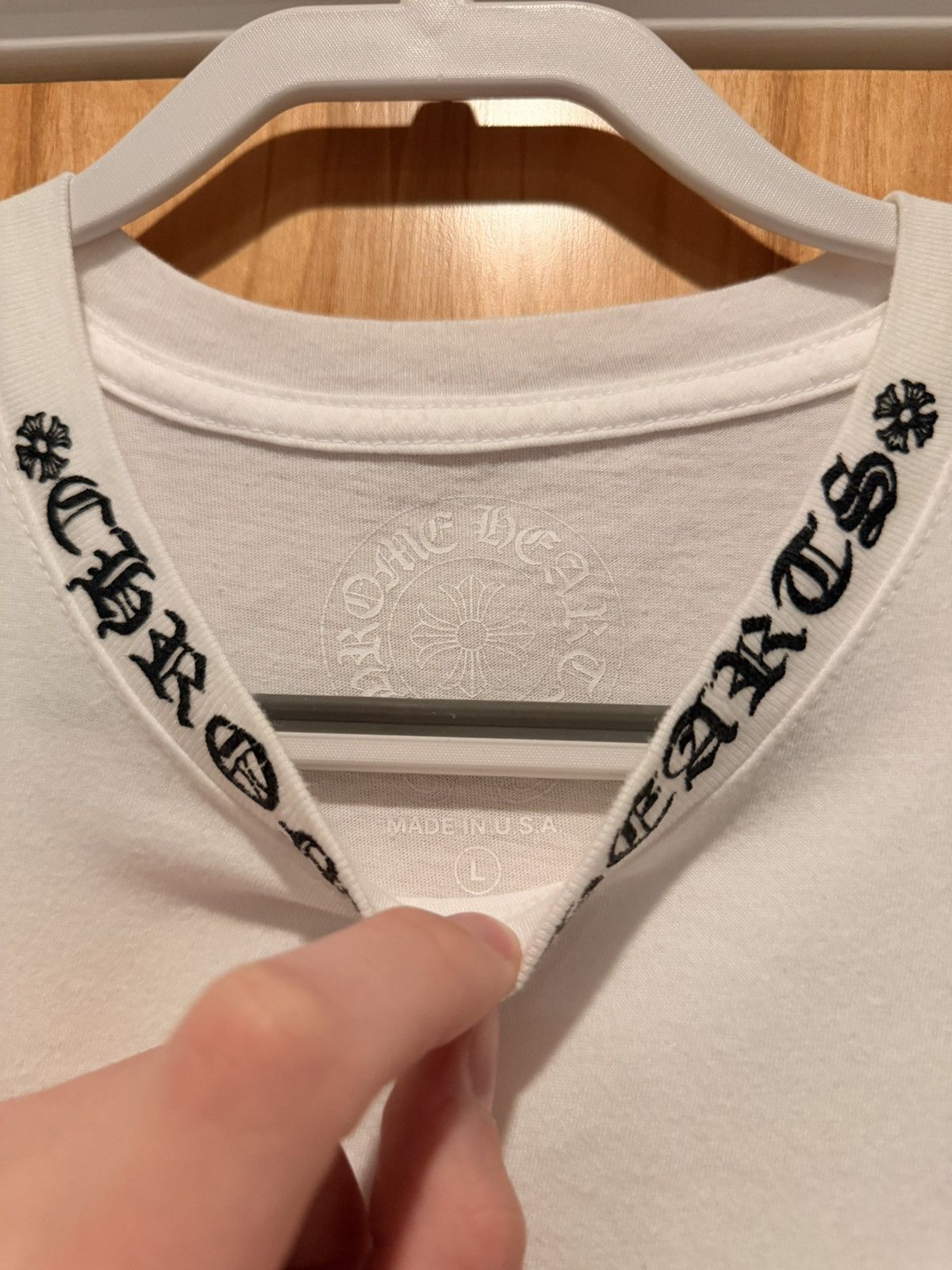 Chrome Hearts Chrome Hearts Classic Neck Logo Print Tee White Size Large Size US L / EU 52-54 / 3 - 7 Thumbnail
