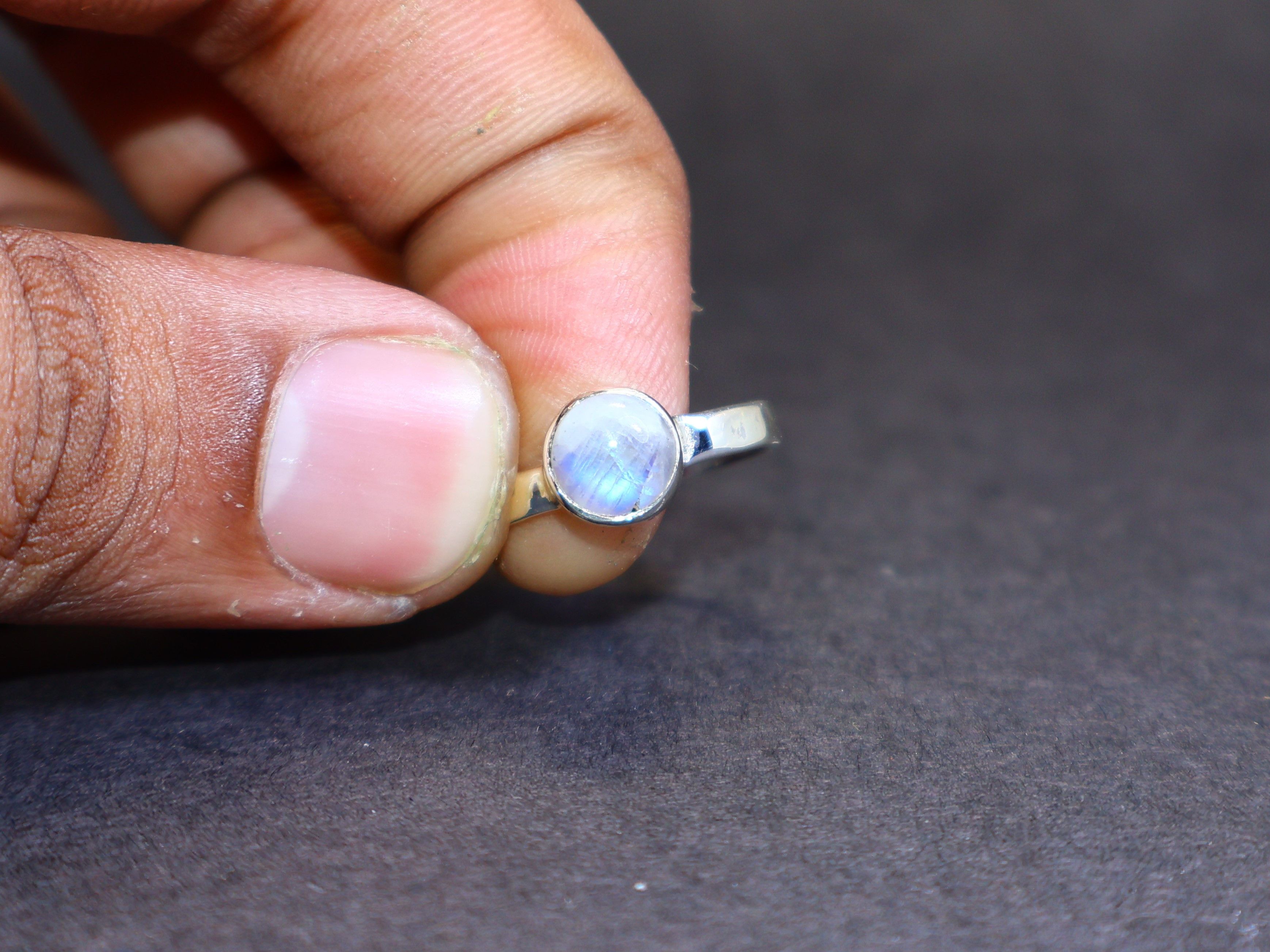 Handmade Moonstone Ring, 925 Sterling Silver Ring, Blue Gemstone Ring Size ONE SIZE - 1 Thumbnail