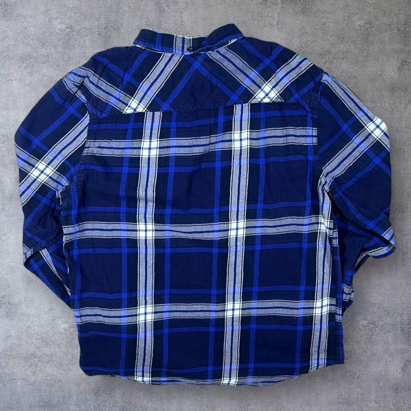 Element Element Plaid Check Skater Long Sleeve Button-Up Flannel Cotton Shirt Medium Navy Blue/Blue/White Mens Button-Up Shirt Size US M / EU 48-50 / 2 - 2 Thumbnail