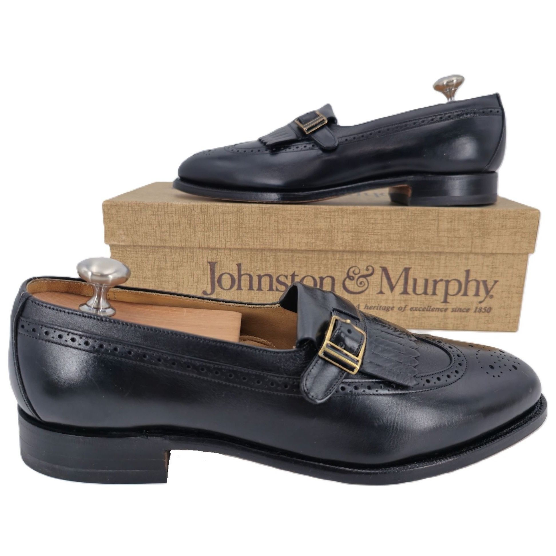 Johnston & Murphy New Vintage Johnston & Murphy Aristocraft Black Leather Monk Size US 8.5 / EU 41-42 - 10 Thumbnail