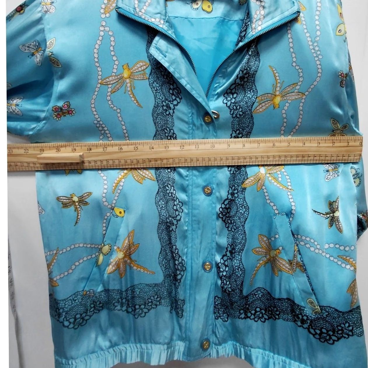 Vintage Mureli Embroidered Jacket Blue Long Sleeve Collared 100% Silk Women Size M Size M / US 6-8 / IT 42-44 - 6 Thumbnail