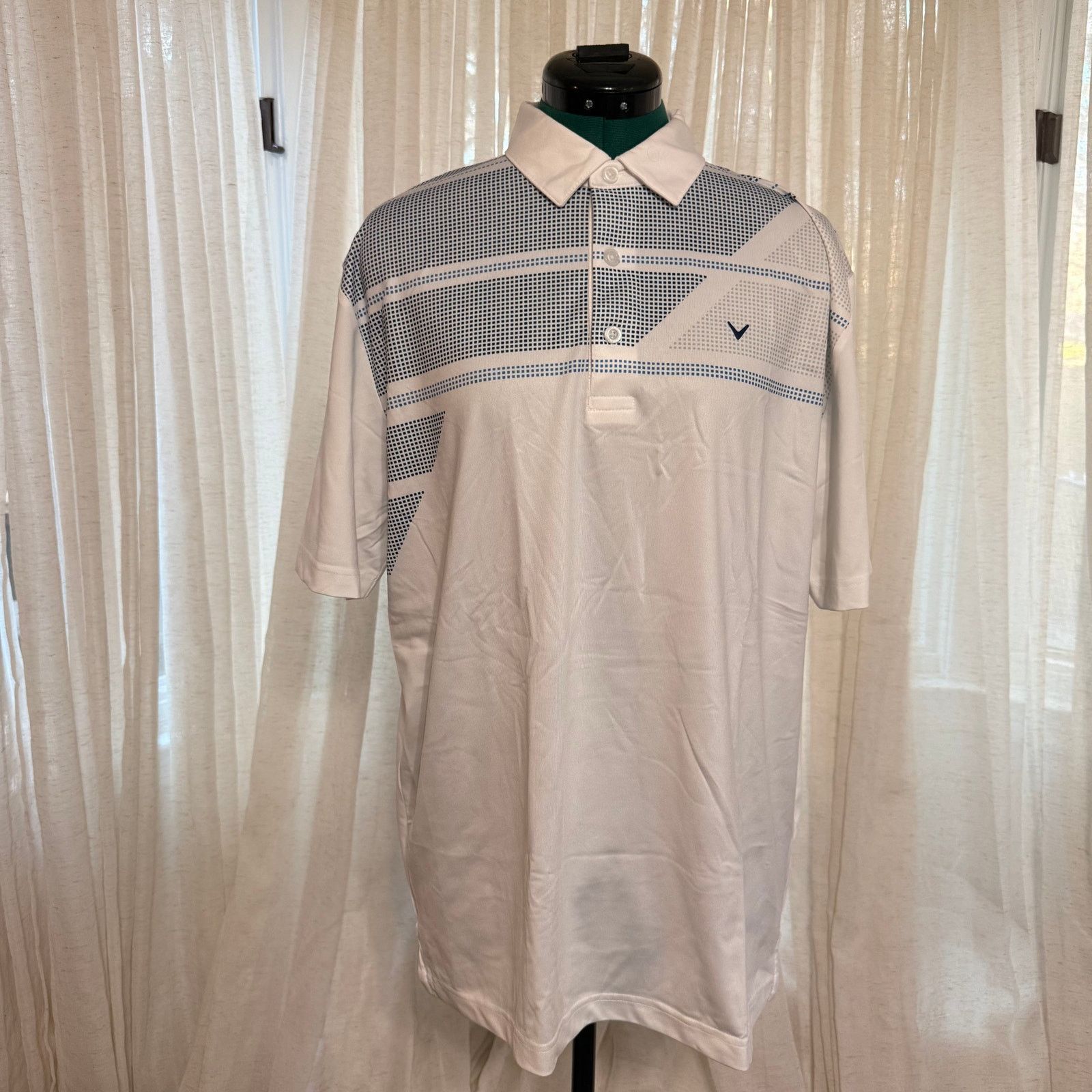 Callaway Callaway White + Navy Opti-Dri Golf Polo | Sz M Size US M / EU 48-50 / 2 - 2 Thumbnail