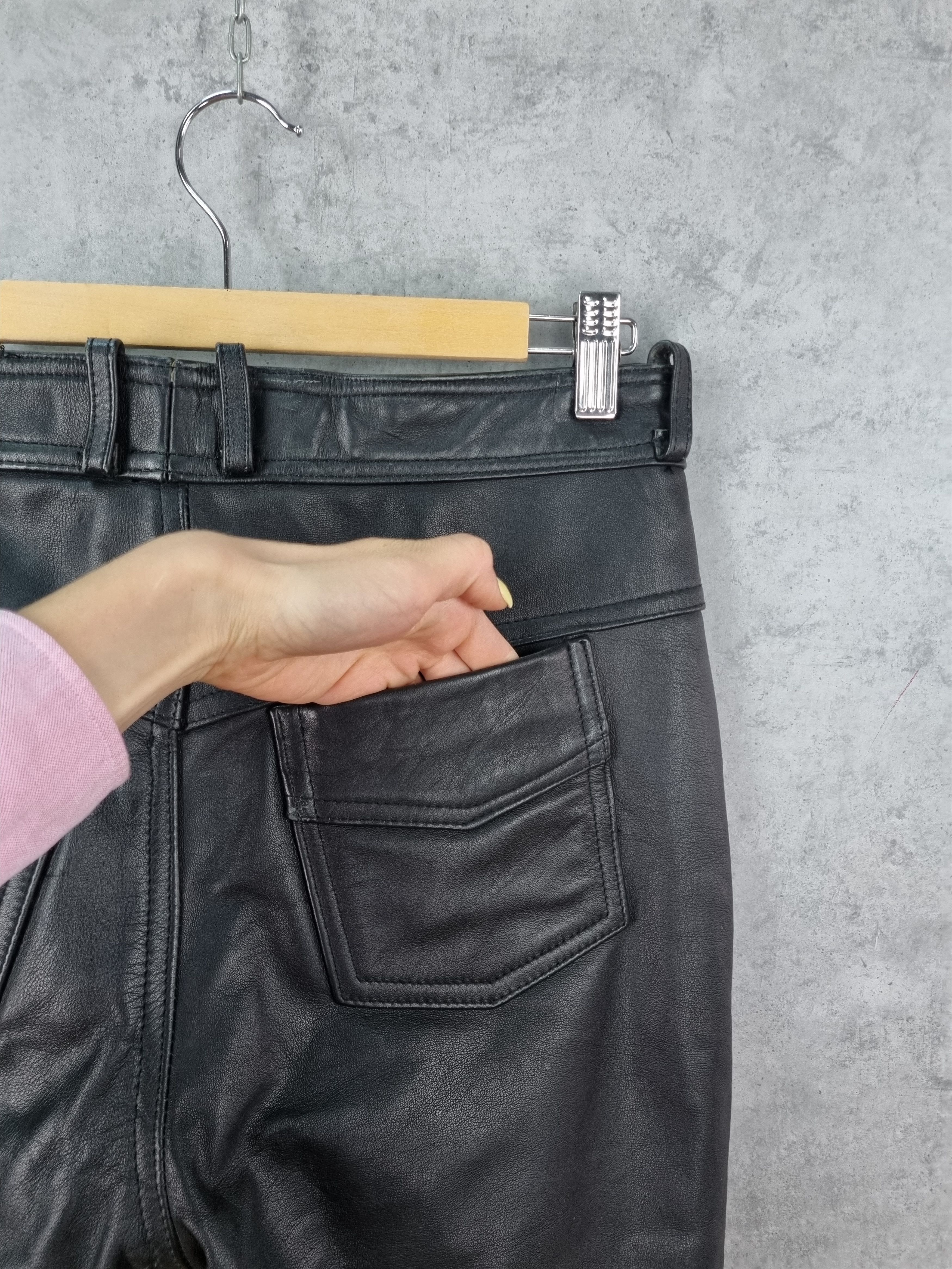Genuine Leather × Vintage High Waist Leather Retro Pants. Size US 34 / EU 50 - 5 Thumbnail