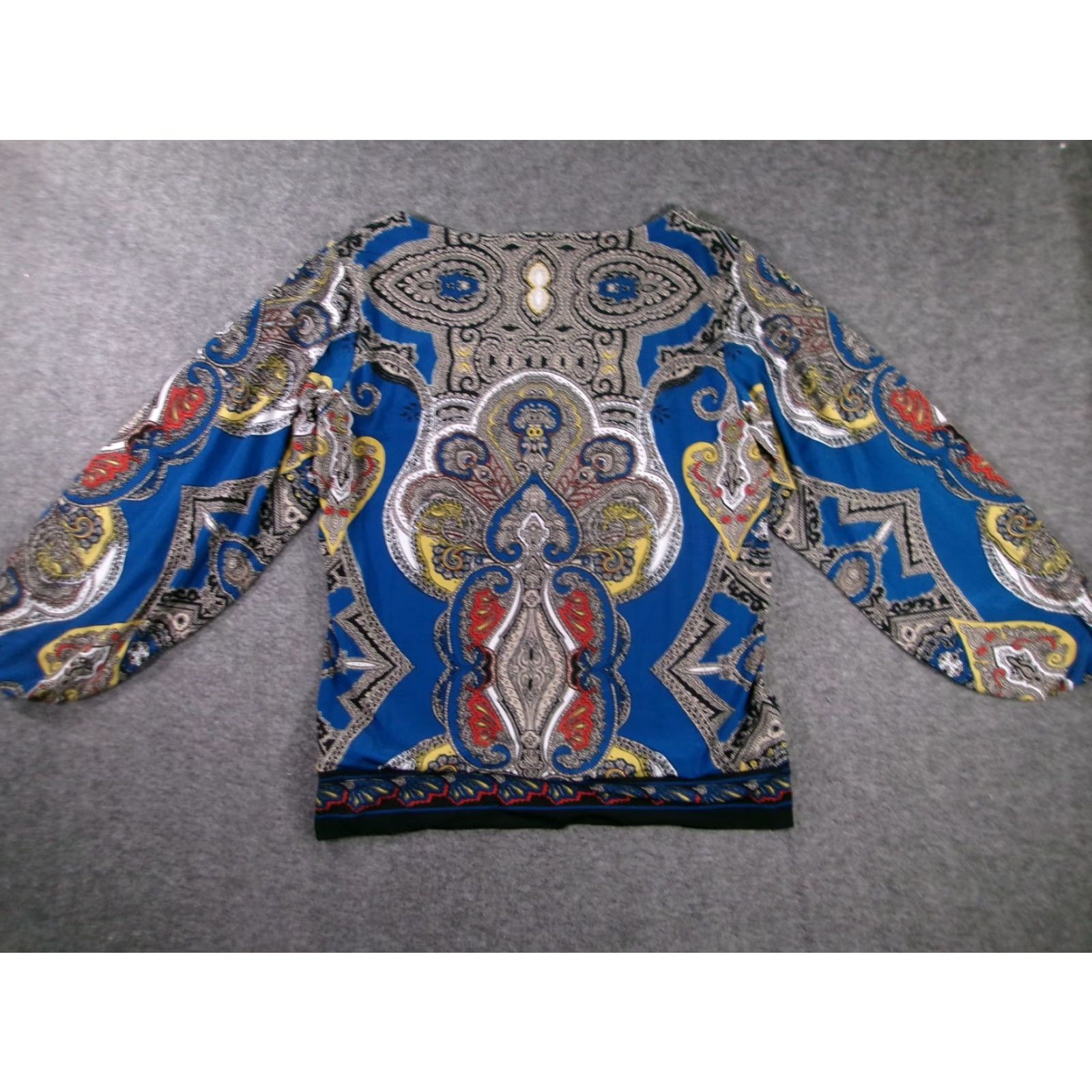 Alfani Alfani Blouse Womens XL Blue Paisley Long Sleeve Pullover Stretch Elastic Cuff Shirt Size XL / US 12-14 / IT 48-50 - 7 Thumbnail