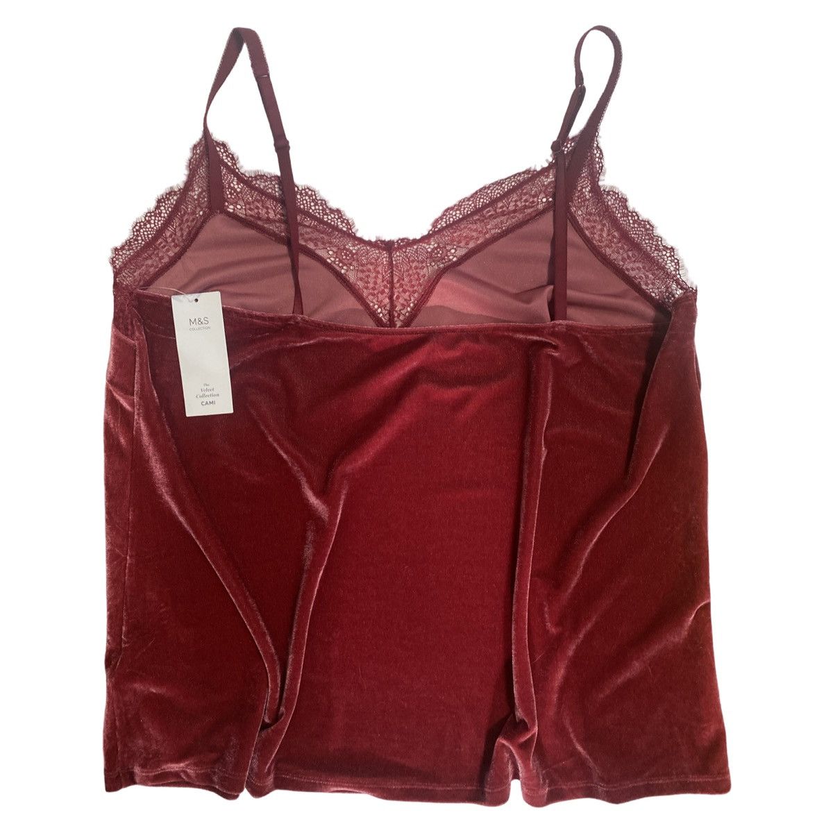 Marks & Spencer NWT Velvet and Lace Tank Top Size XL / US 12-14 / IT 48-50 - 2 Thumbnail