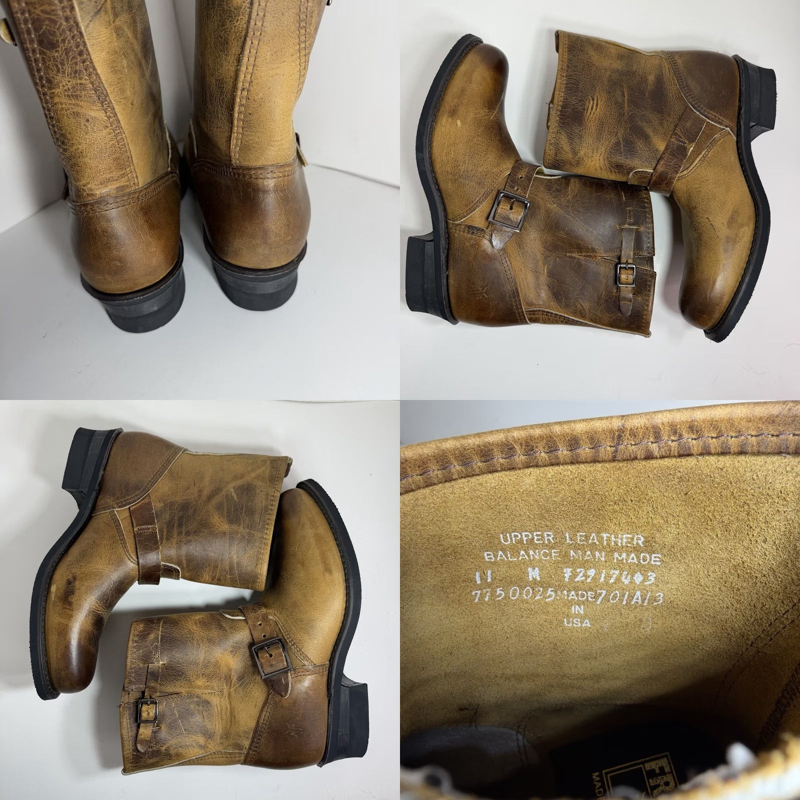 Frye Frye Engineer Boots Brown Leather Mens 11 M Buckle USA Made Size US 11 / EU 44 - 8 Thumbnail