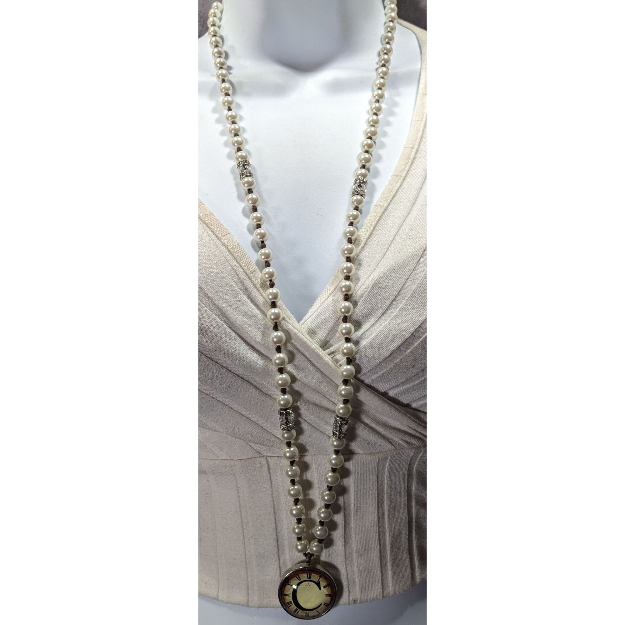Other Elegant Steampunk Glass Pearl Beaded Pendant Necklace Size ONE SIZE - 2 Thumbnail