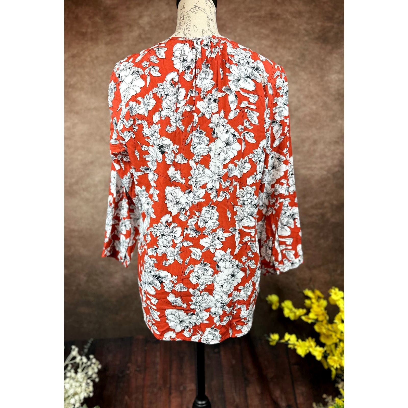 Other Fun2Fun Maley Pleated Detail Blouse Rust/Cream size M Size M / US 6-8 / IT 42-44 - 11 Thumbnail