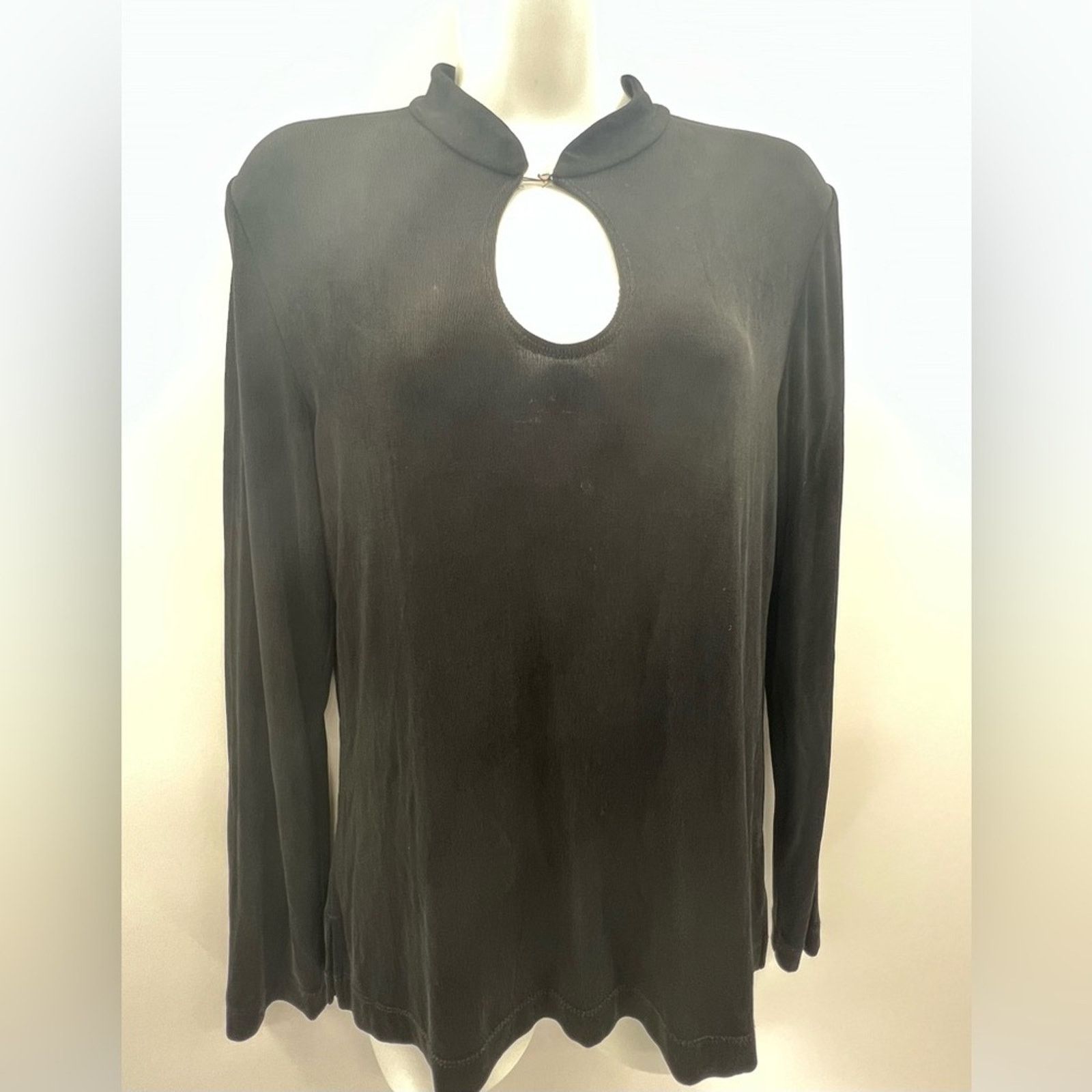 Chicos Chico's Travelers Shirt Top Blouse Slinky Knit Black Size M / US 6-8 / IT 42-44 - 5 Thumbnail