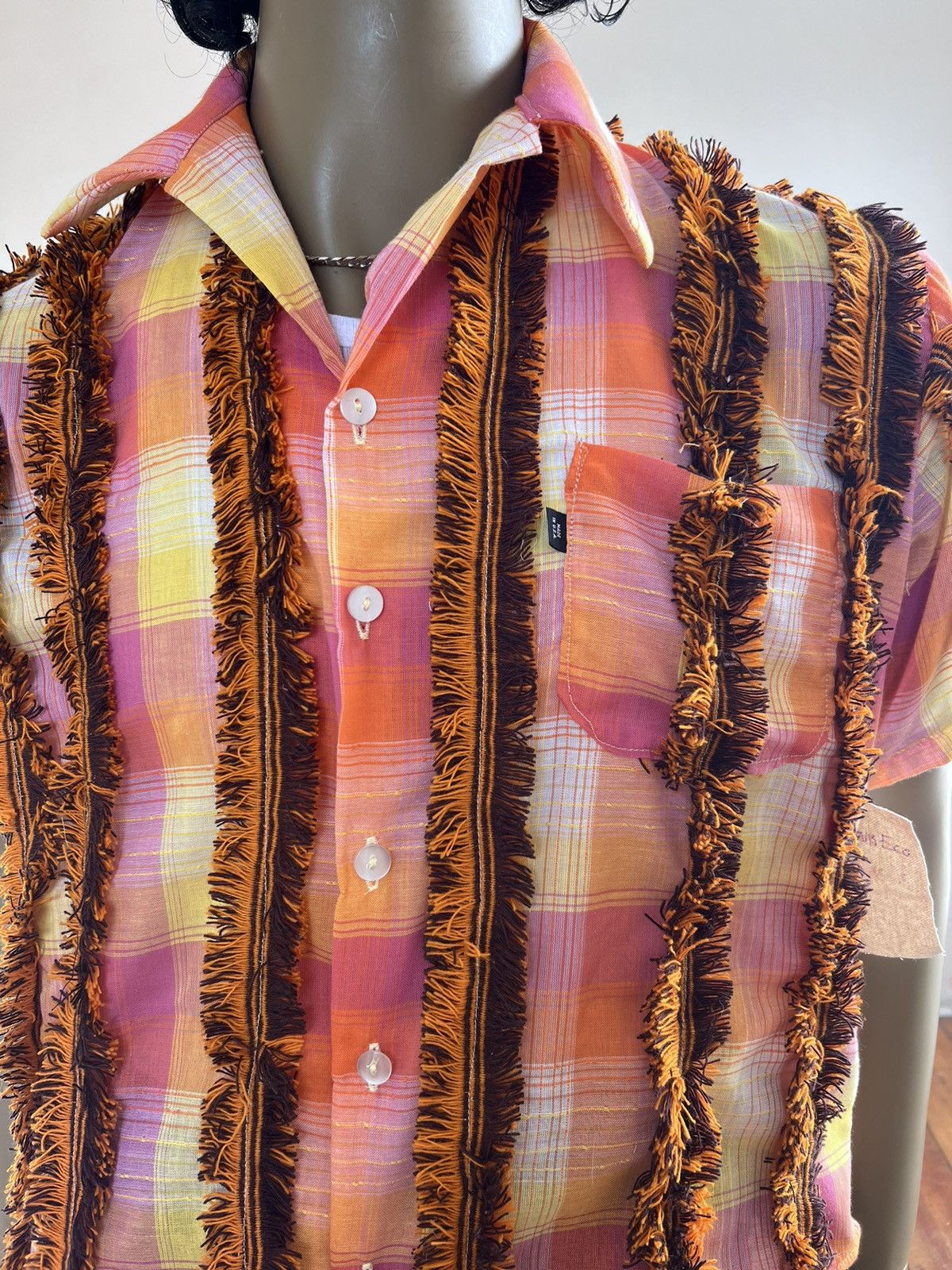 Designer Men’s Embellished Plaid Shirt by A Herman USA L Size US L / EU 52-54 / 3 - 2 Thumbnail