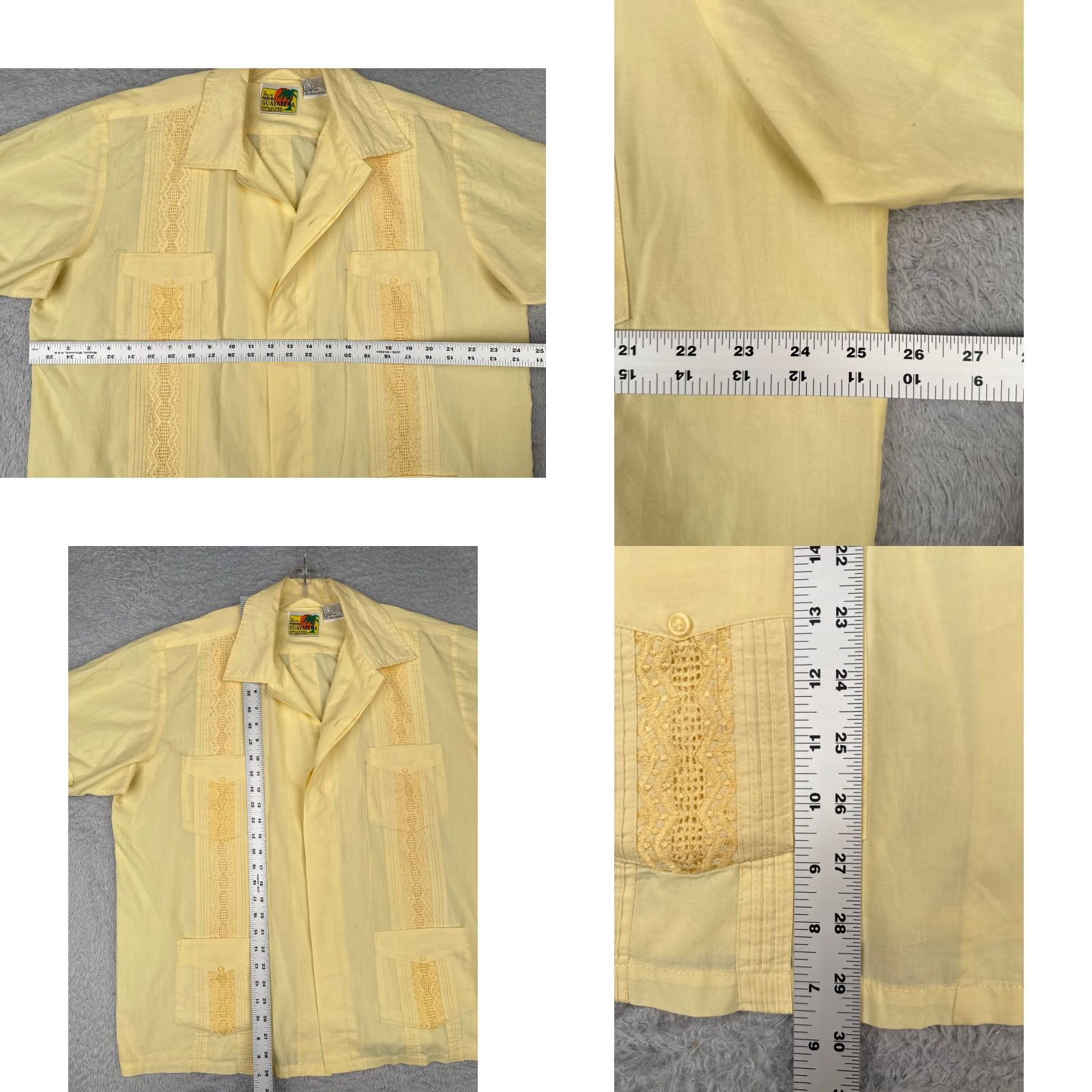 Haband VINTAGE The Genuine Haband Guayabera Shirt Men XL Yellow 4 Pocket Poly READ Size US XL / EU 56 / 4 - 8 Thumbnail