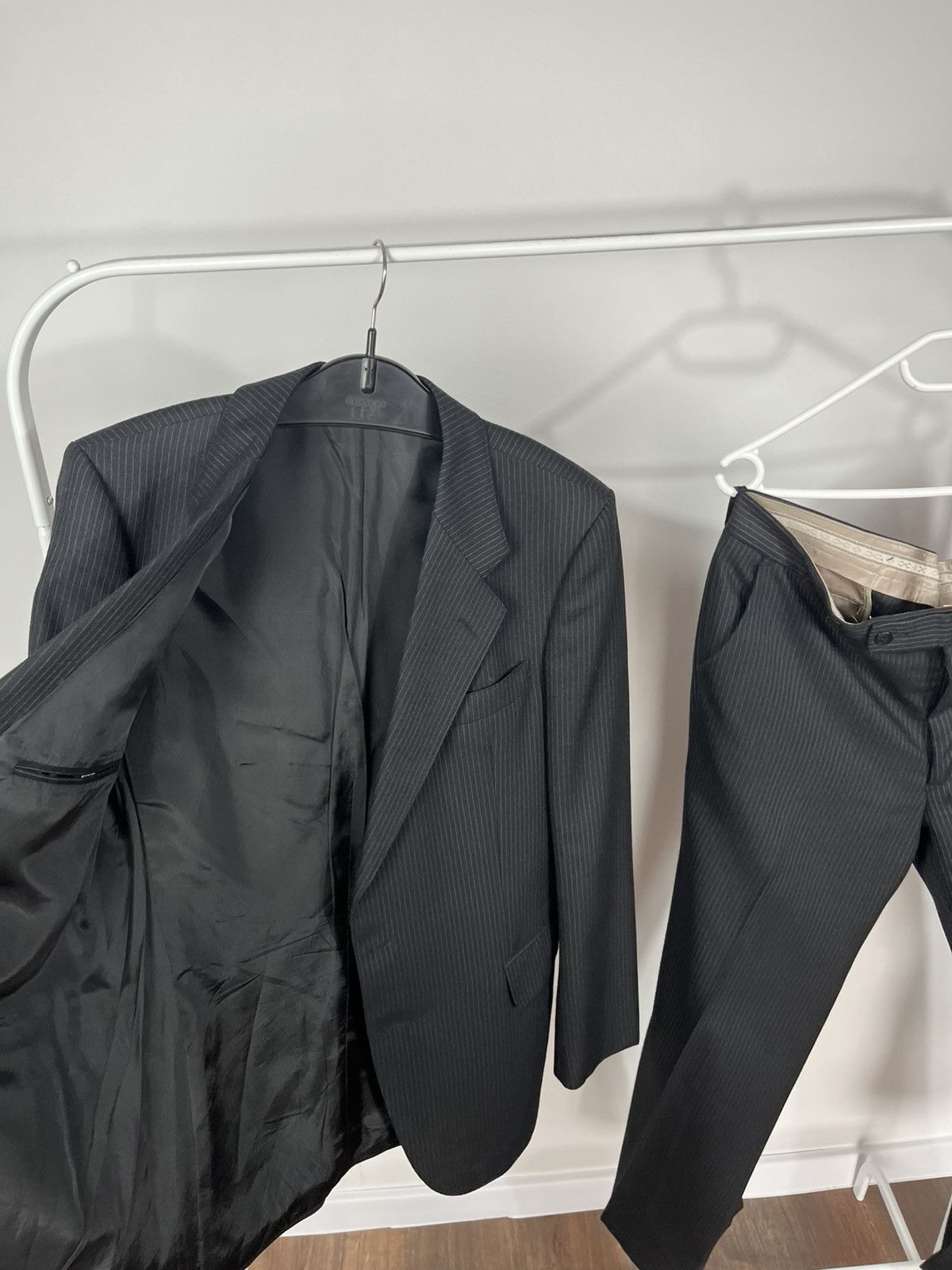 Other Vintage Black Pinstripe Suit Wool Blend Size 52 Formal Set Size 42R - 5 Thumbnail