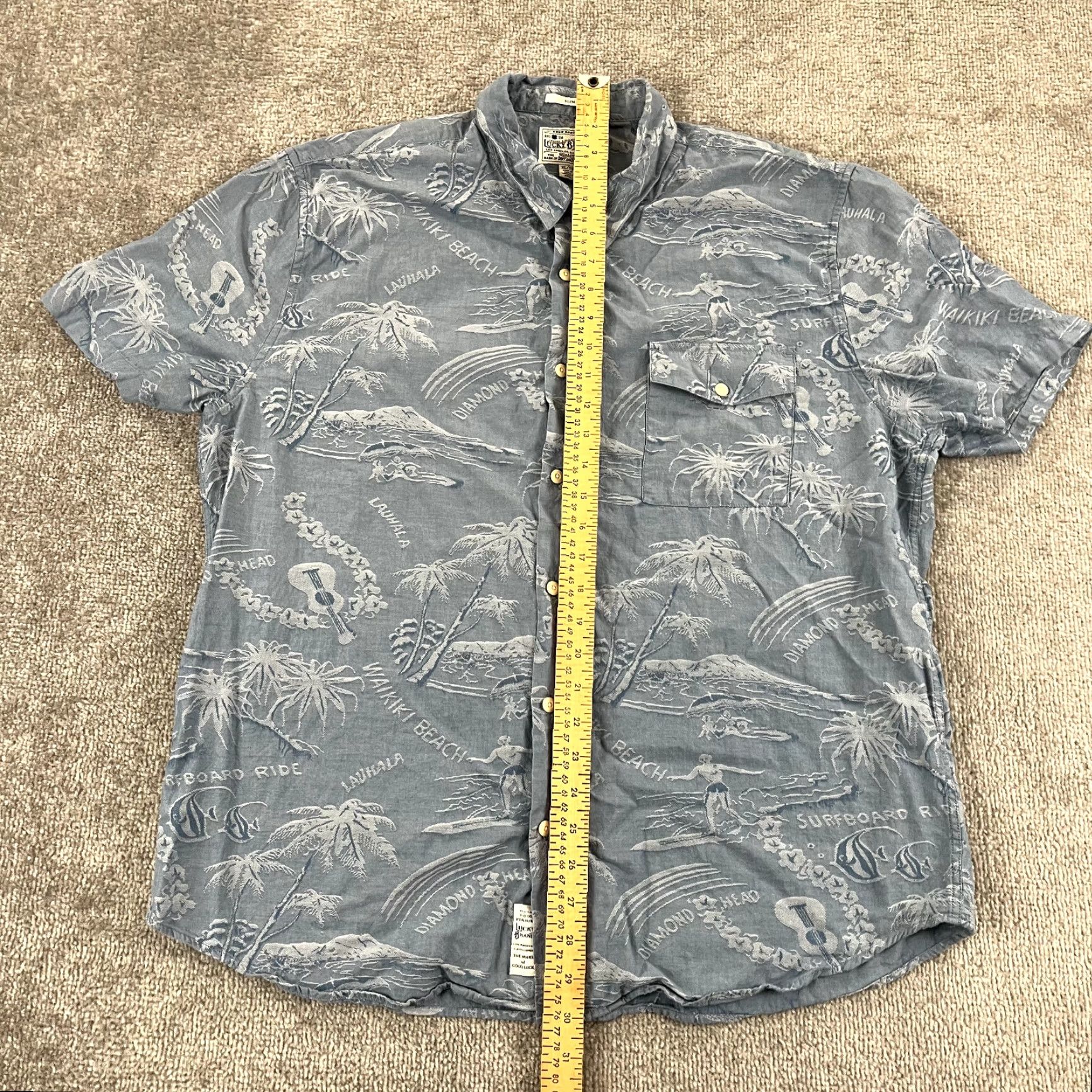 Lucky Brand LUCKY BRAND Shirt Men XL Slim Blue Floral Hawaiian Islands Button Up Size US XL / EU 56 / 4 - 3 Thumbnail