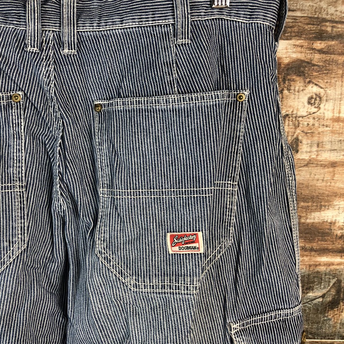 Japanese Brand Dogman Blue Striped Multipocket utility cargo Pants #A2160 Size US 33 - 22 Thumbnail