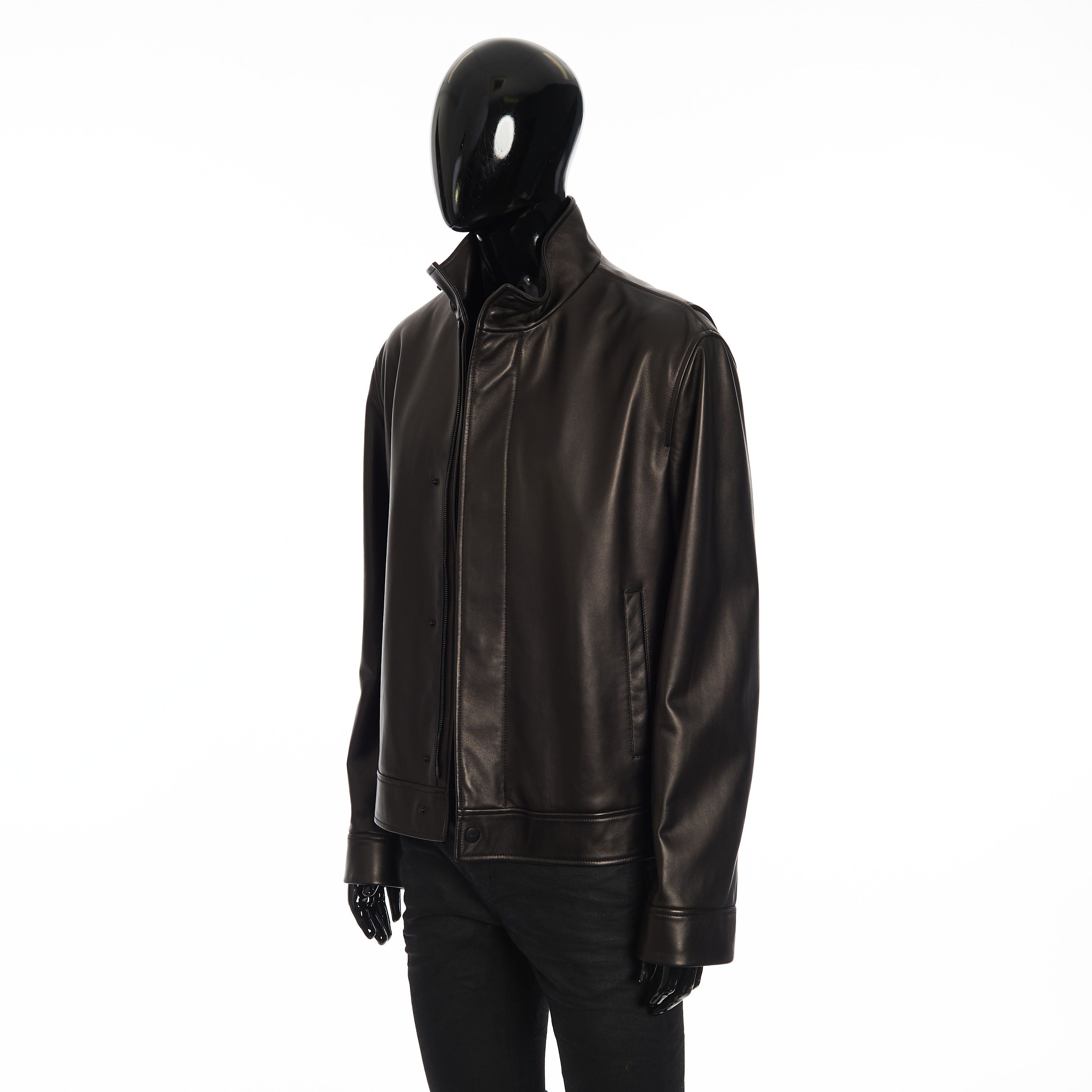 Fendi Biker Jacket In Black Leather With Embossed Fendi Roma Size US M / EU 48-50 / 2 - 3 Thumbnail