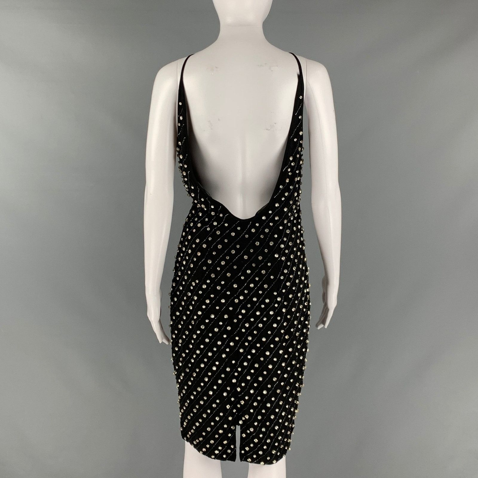 Retrofete RETROFETE Size S Black Polyester Beaded Shift Dress Size S / US 4 / IT 40 - 5 Thumbnail