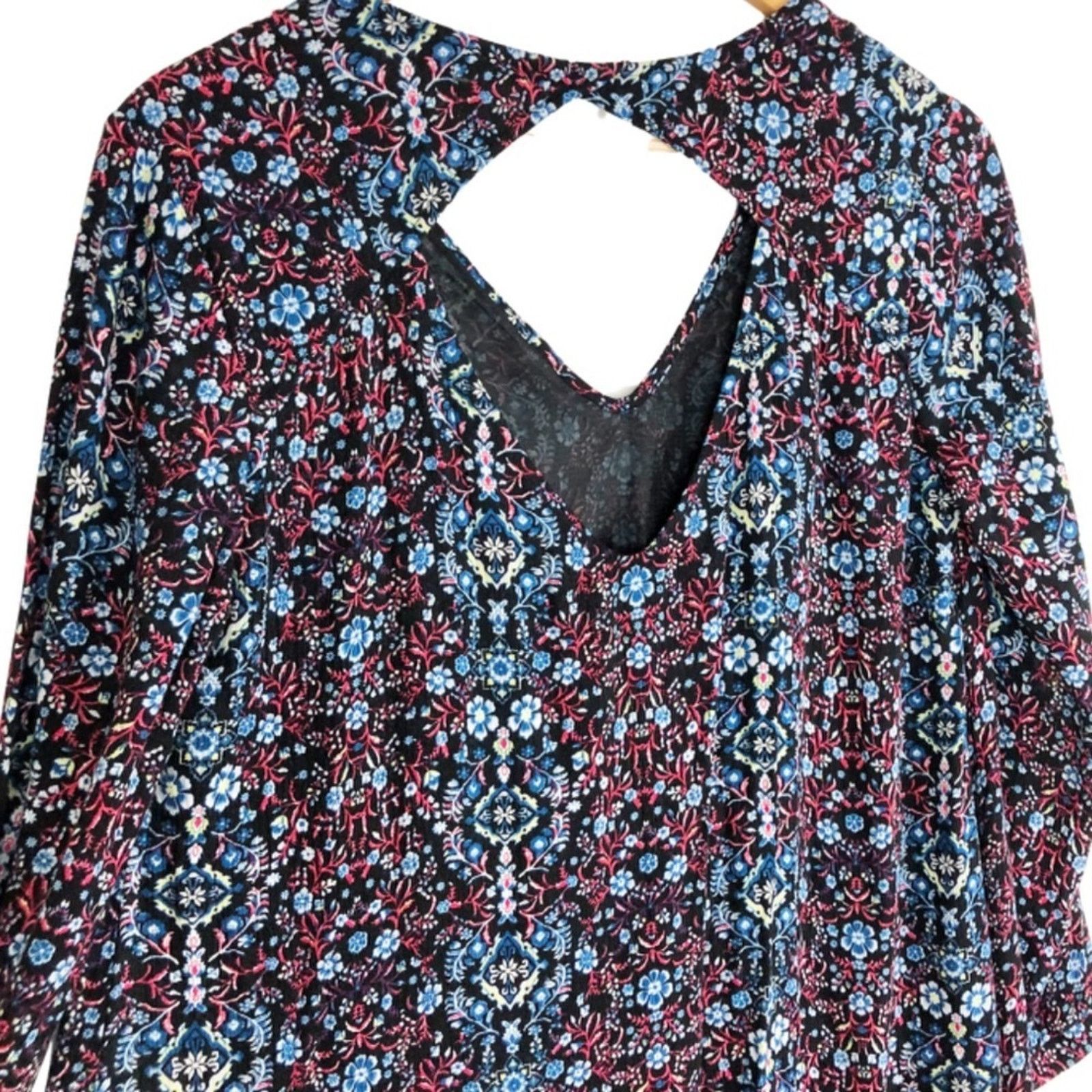 Nordstrom Lush Women’s Floral Back Cut Out Mini Boho Patterned Dress Size S / US 4 / IT 40 - 4 Thumbnail