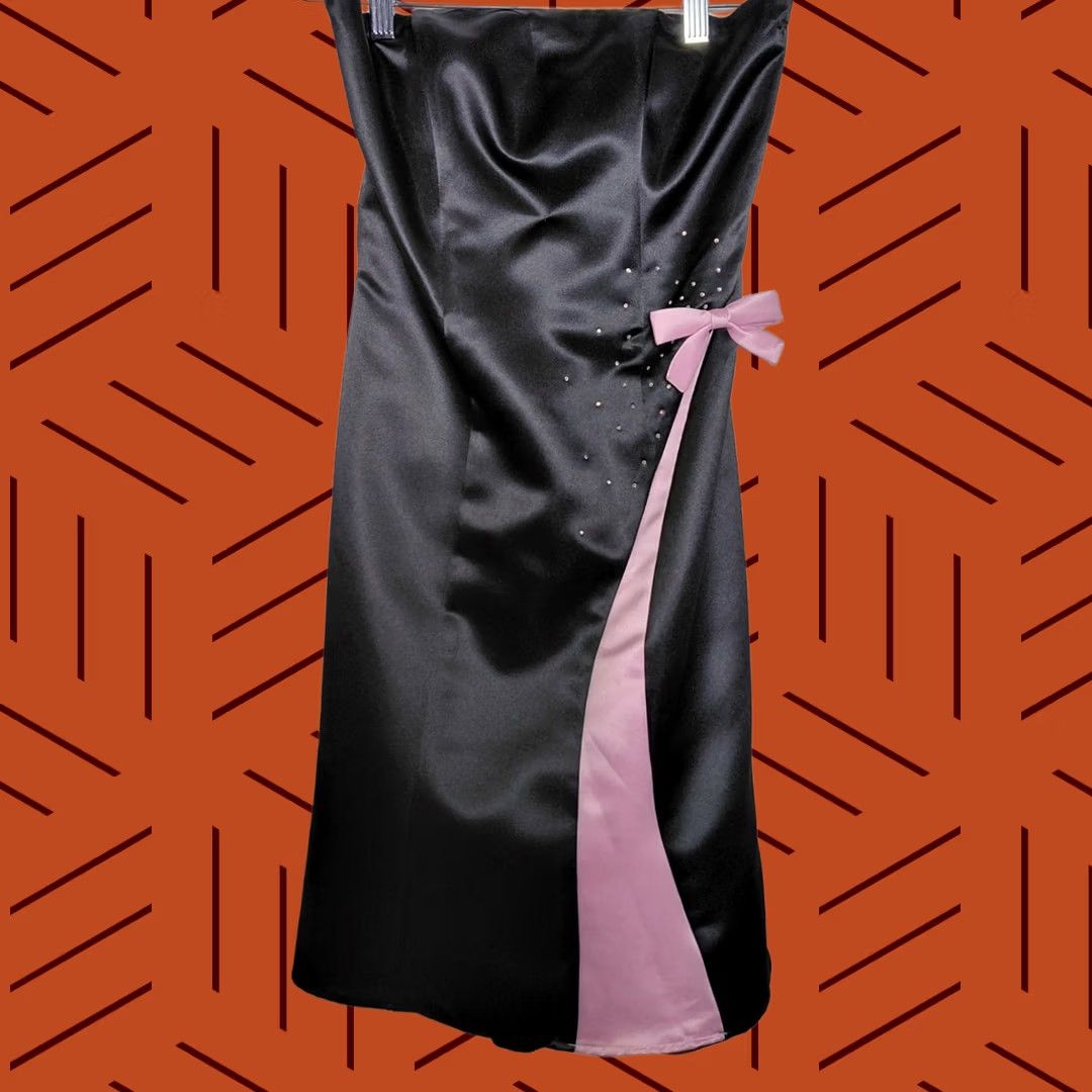 Jessica McClintock Jessica McClintock for Gunne Sax Dress Womens 3/4 Black Pink Bow Knee Length Women Size Size XS / US 0-2 / IT 36-38 - 1 Thumbnail