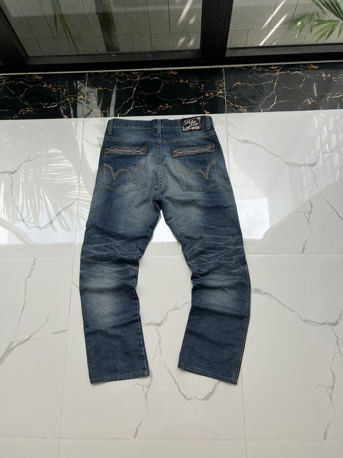 Edwin × Vintage 90’s EDWIN BLUE TRIP RARE JAPAN Y2K BAGGY JEANS POCKET LOGO Size US 34 / EU 50 - 1 Thumbnail