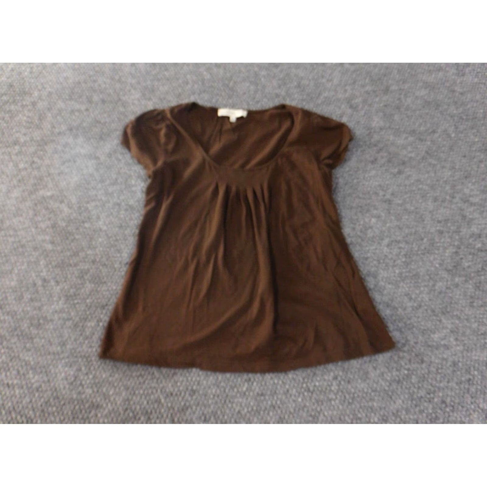 Jones New York Jones New York Blouse Shirt Short Sleeve Round Neck Cotton Stretch Brown S Regular Womens Cap Sleeve Pullover Casual Basic Vintage No Size S / US 4 / IT 40 - 2 Thumbnail
