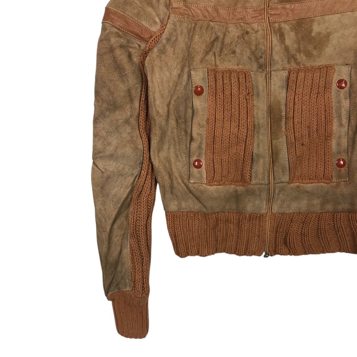 Japanese Brand 📌Vintage Cropped Leather Jacket Leather/Arcylic Size L / US 10 / IT 46 - 5 Thumbnail
