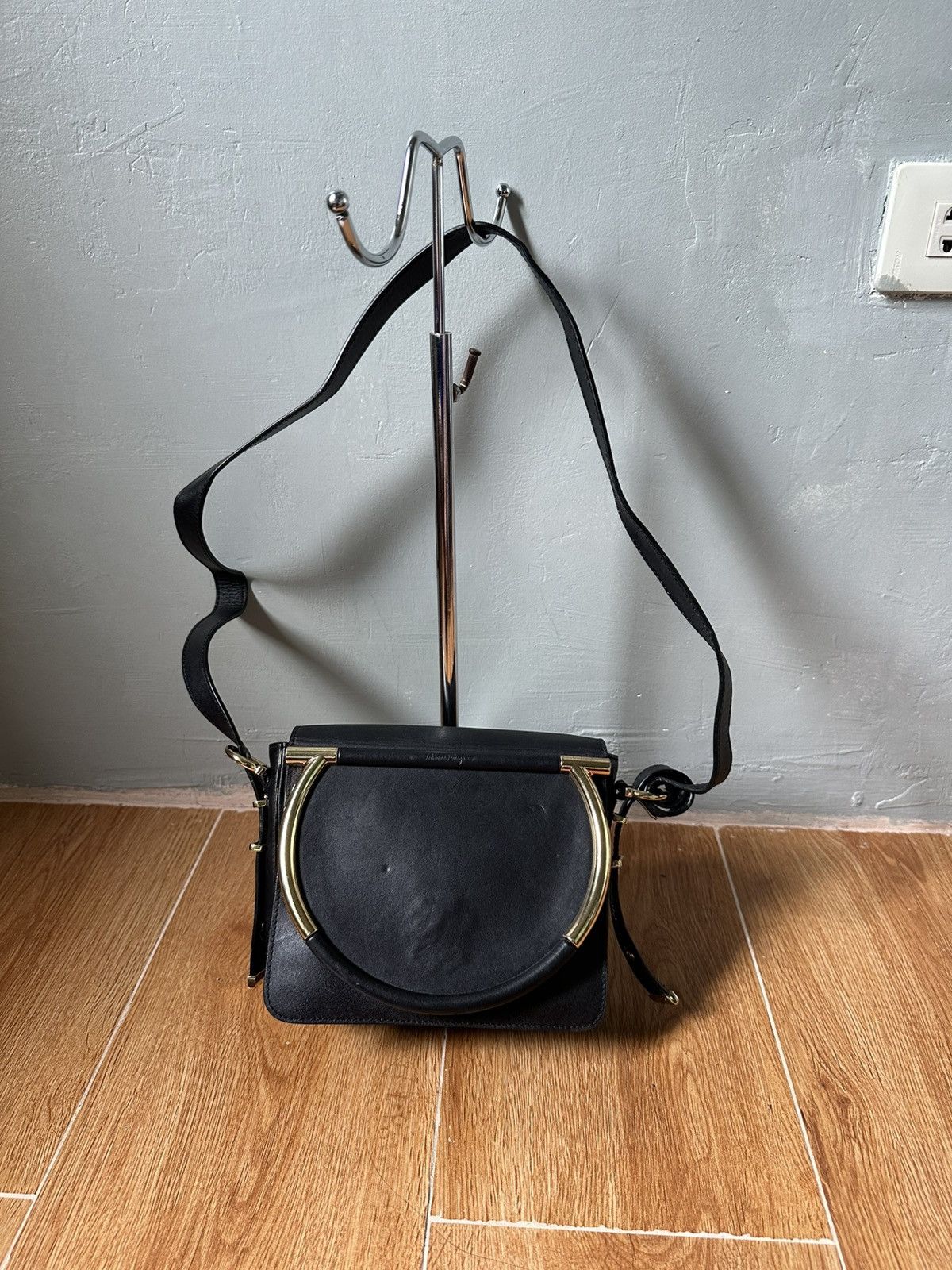 Sakvatore Ferragamo Black Micole Cross Body Bag