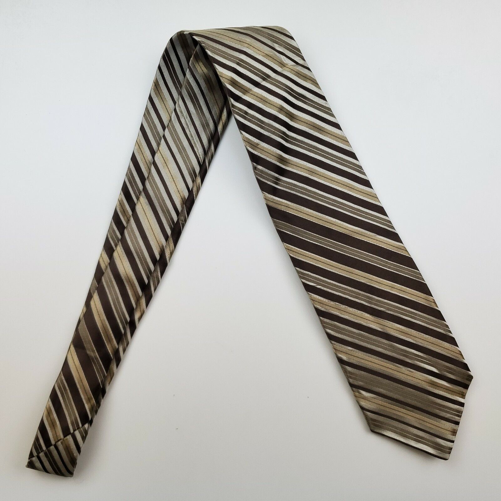 Arrow Arrow Striped Silk Tie Brown Classic Size ONE SIZE - 6 Thumbnail
