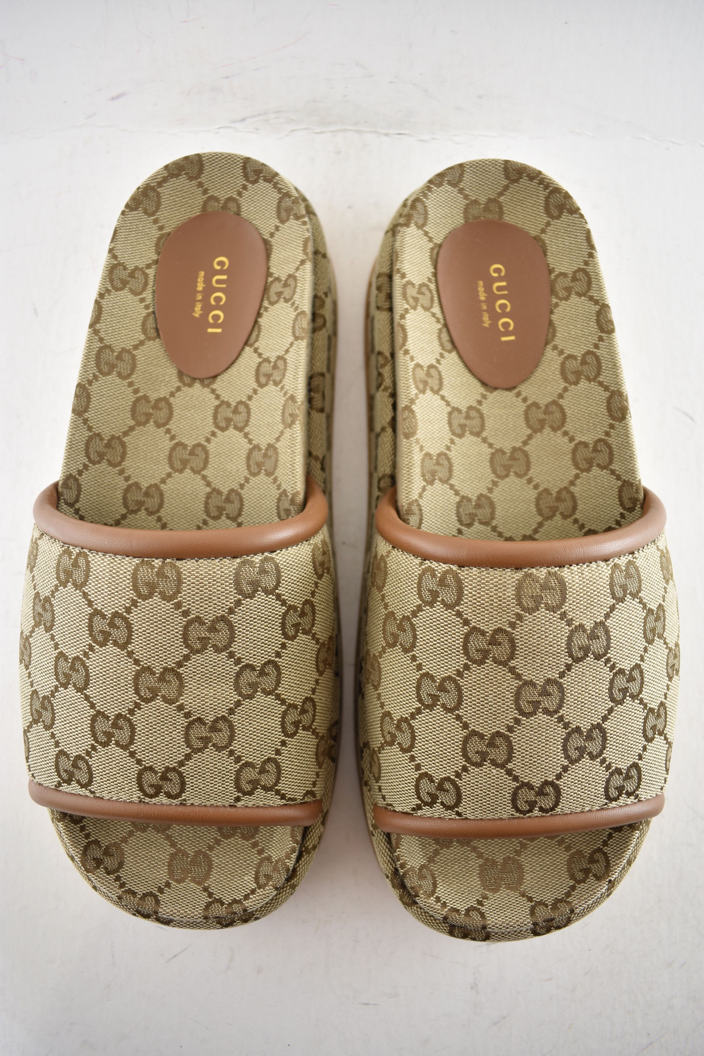 Gucci Gucci Brown GG Monogram Logo Flat Slide Platform Sandal 40.5 Size US 10.5 / IT 40.5 - 13 Thumbnail