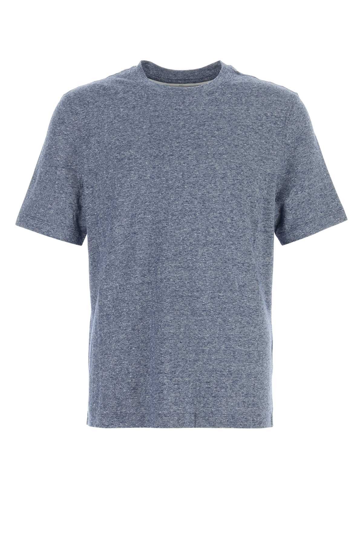 Brunello Cucinelli Melange Blue Linen Blend T-Shirt Size US M / EU 48-50 / 2 - 1 Thumbnail