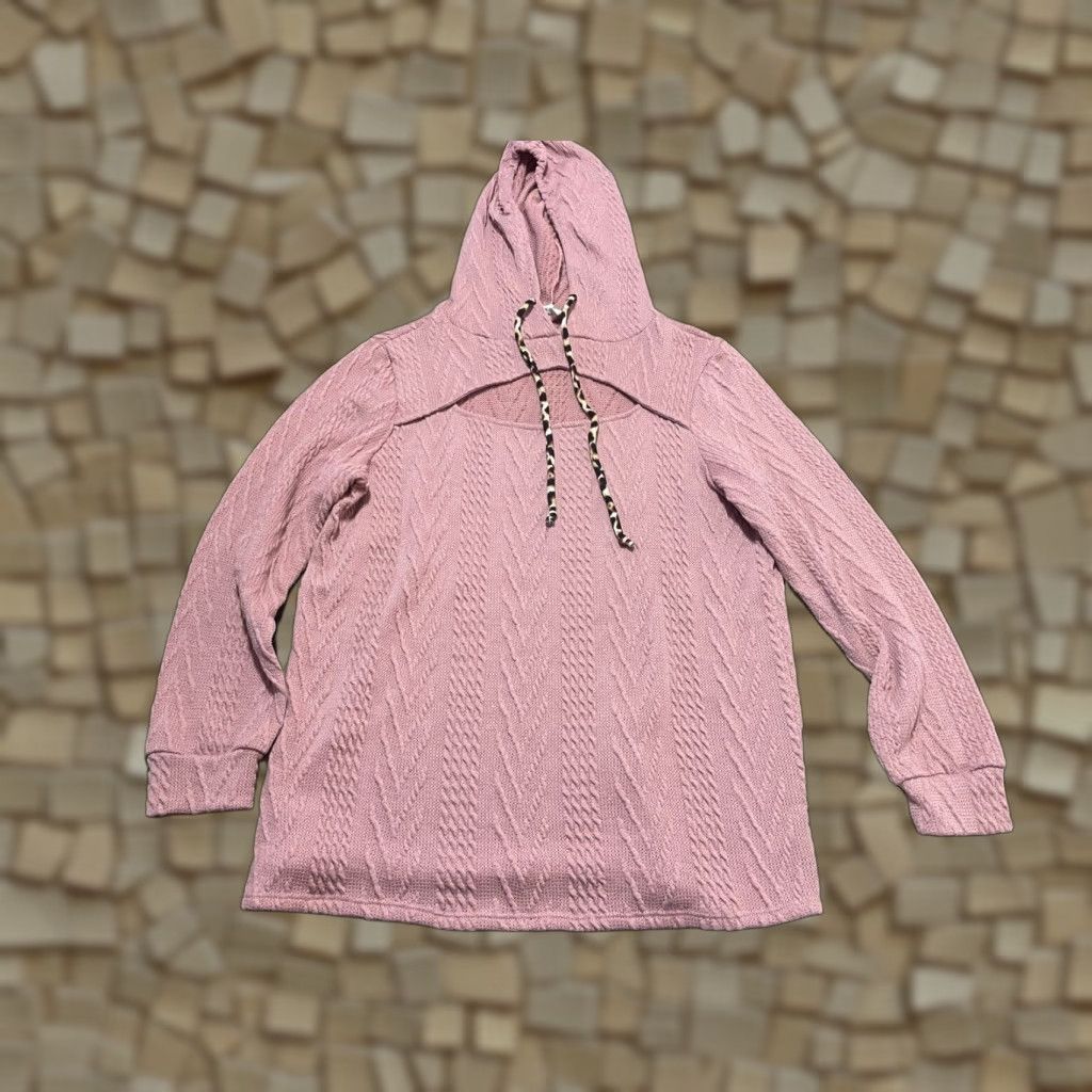 Vintage BIBI Hoodie Womens XL Pink Pullover Long Sleeve Front Cut Out Modern Casual VINTAGE? No (assume No) Size XL / US 12-14 / IT 48-50 - 1 Thumbnail