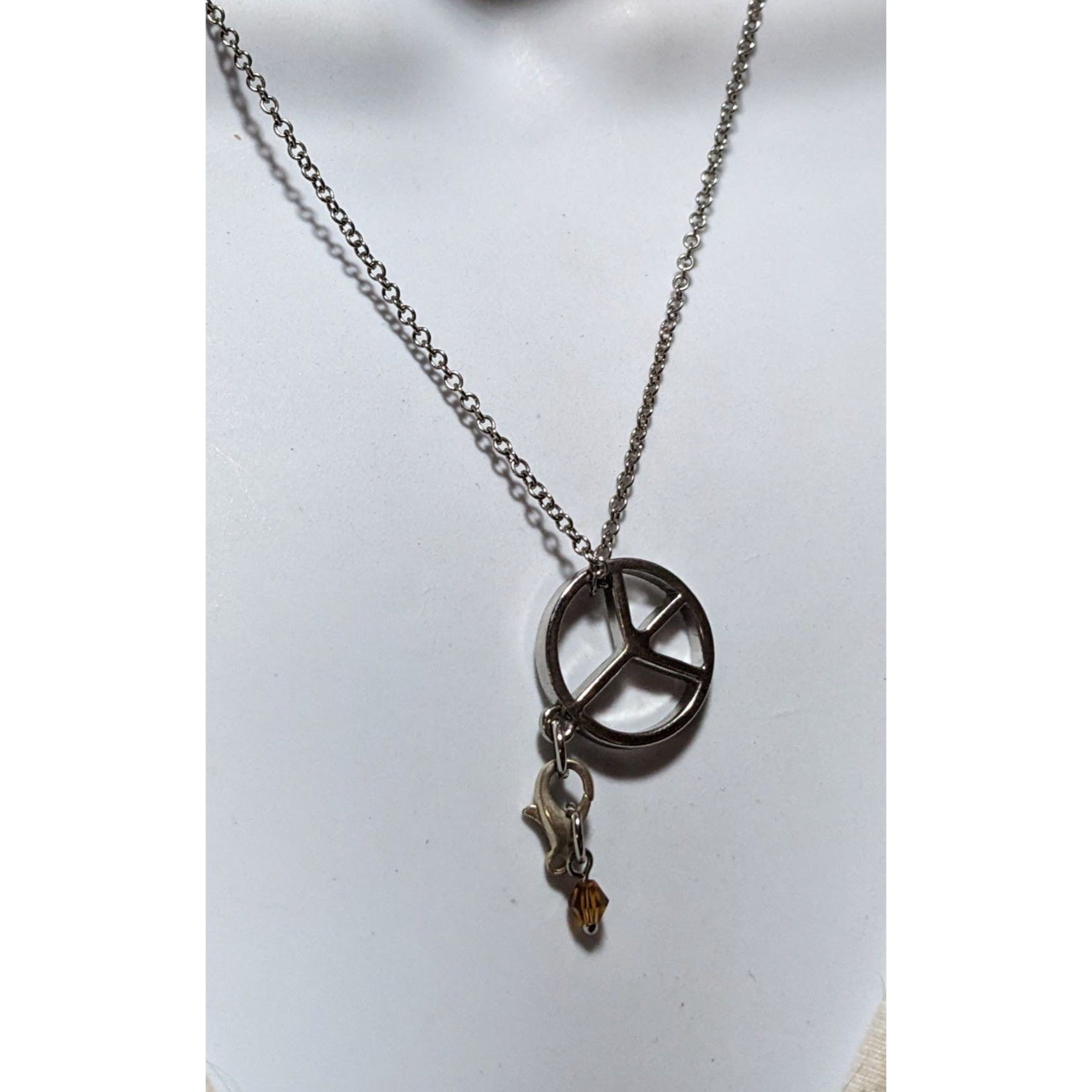 Other Silver Peace Sign Chain Charm Necklace Size ONE SIZE - 4 Thumbnail
