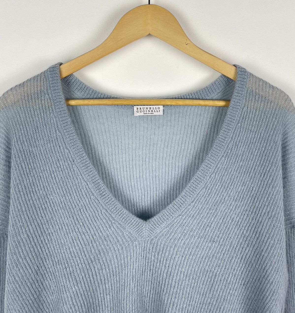 Brunello Cucinelli 🩵 Brunello Cucinelli V-neck Sweater Mohair Blend Womens Blue Size M / US 6-8 / IT 42-44 - 3 Thumbnail