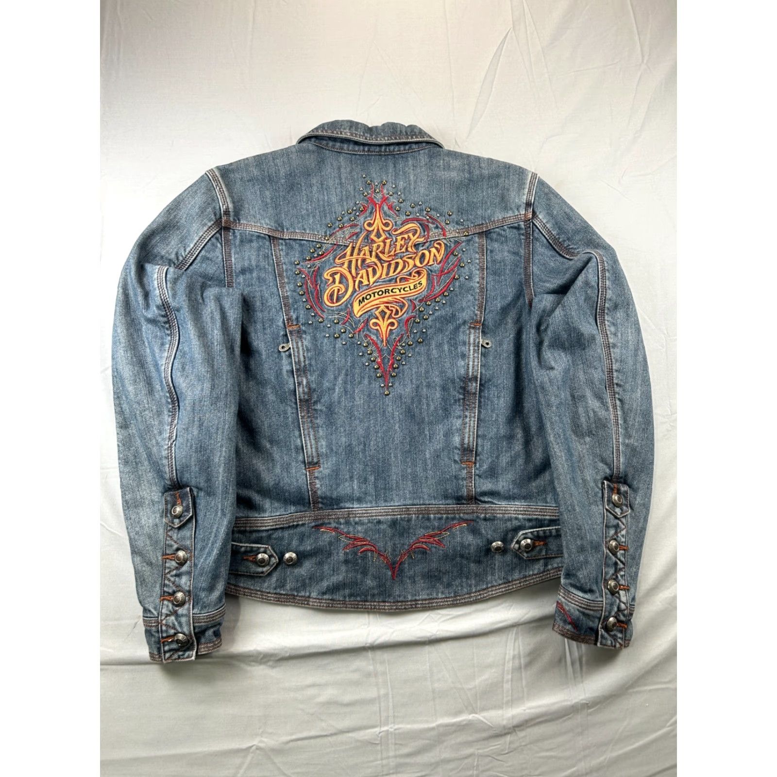 Harley Davidson Harley-Davidson Denim Jacket Womens M Jacket Regular Blue Studded Biker 90s Theme Size M / US 6-8 / IT 42-44 - 4 Thumbnail