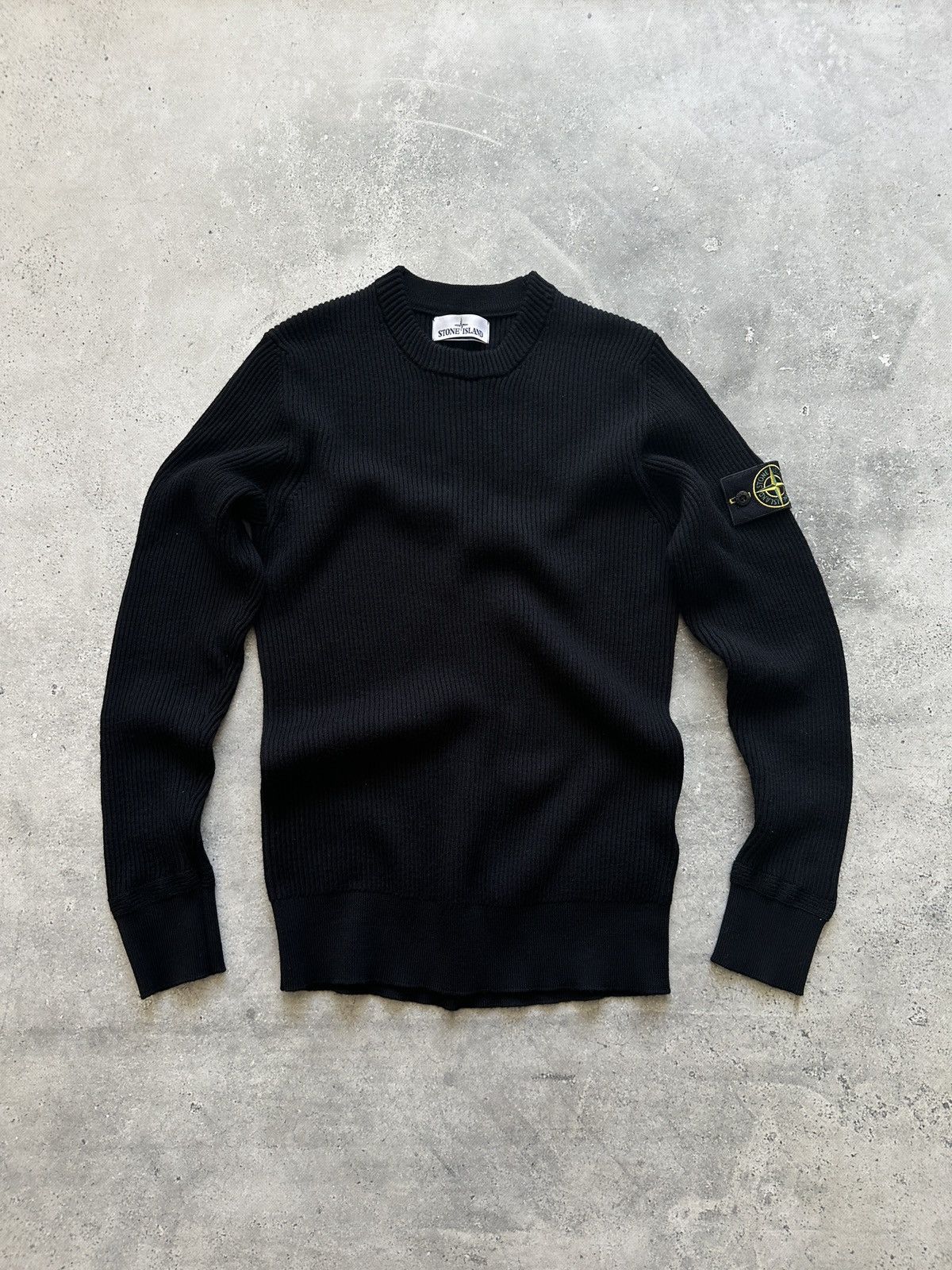 image of Stone Island Wool Sweater Jumper Crewneck in Black, Men's (Size Medium)