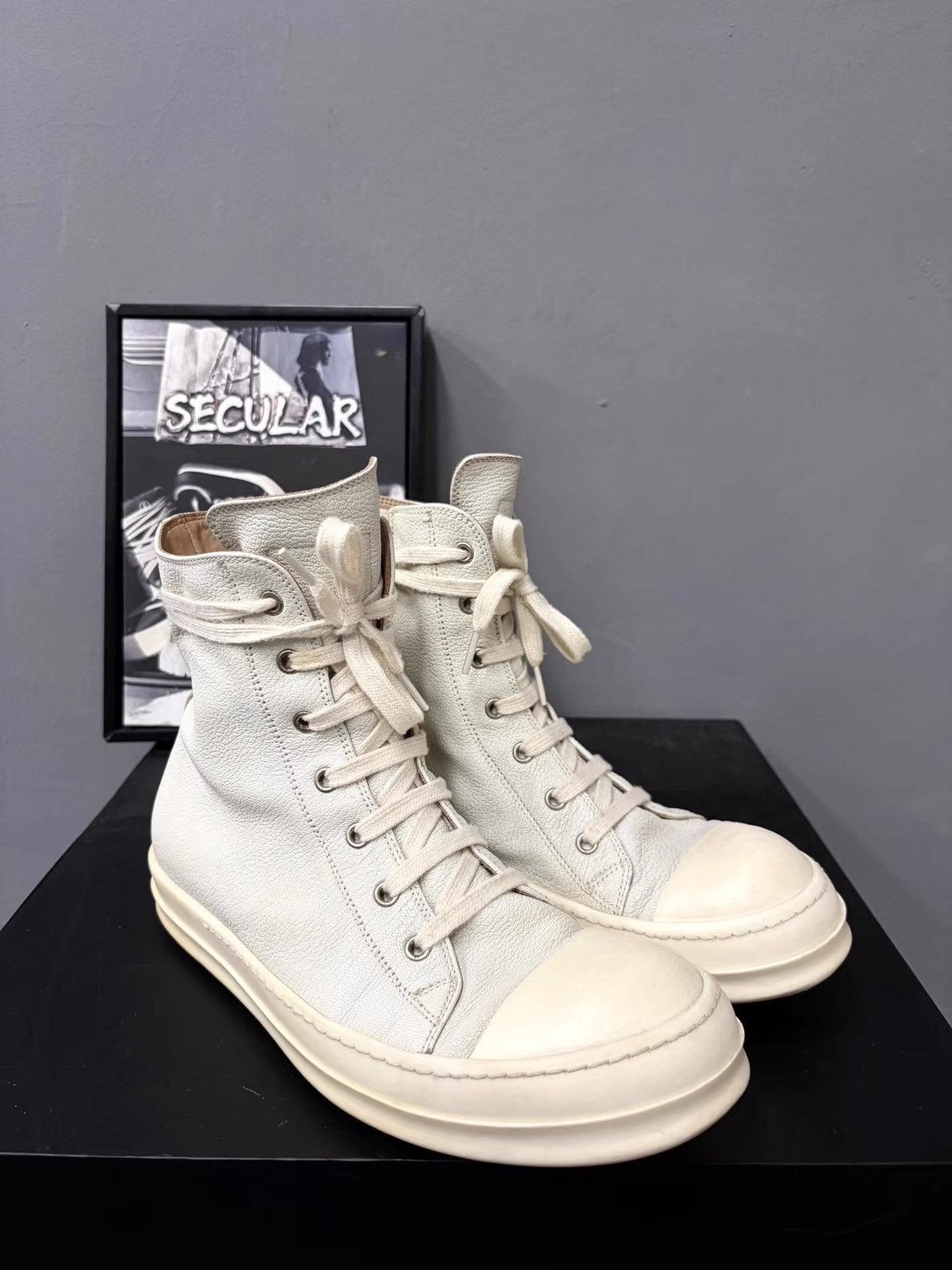 Rick Owens Rick Owens Mainline Leather High-Top Sneakers K34 Size US 8 / EU 41 - 3 Thumbnail