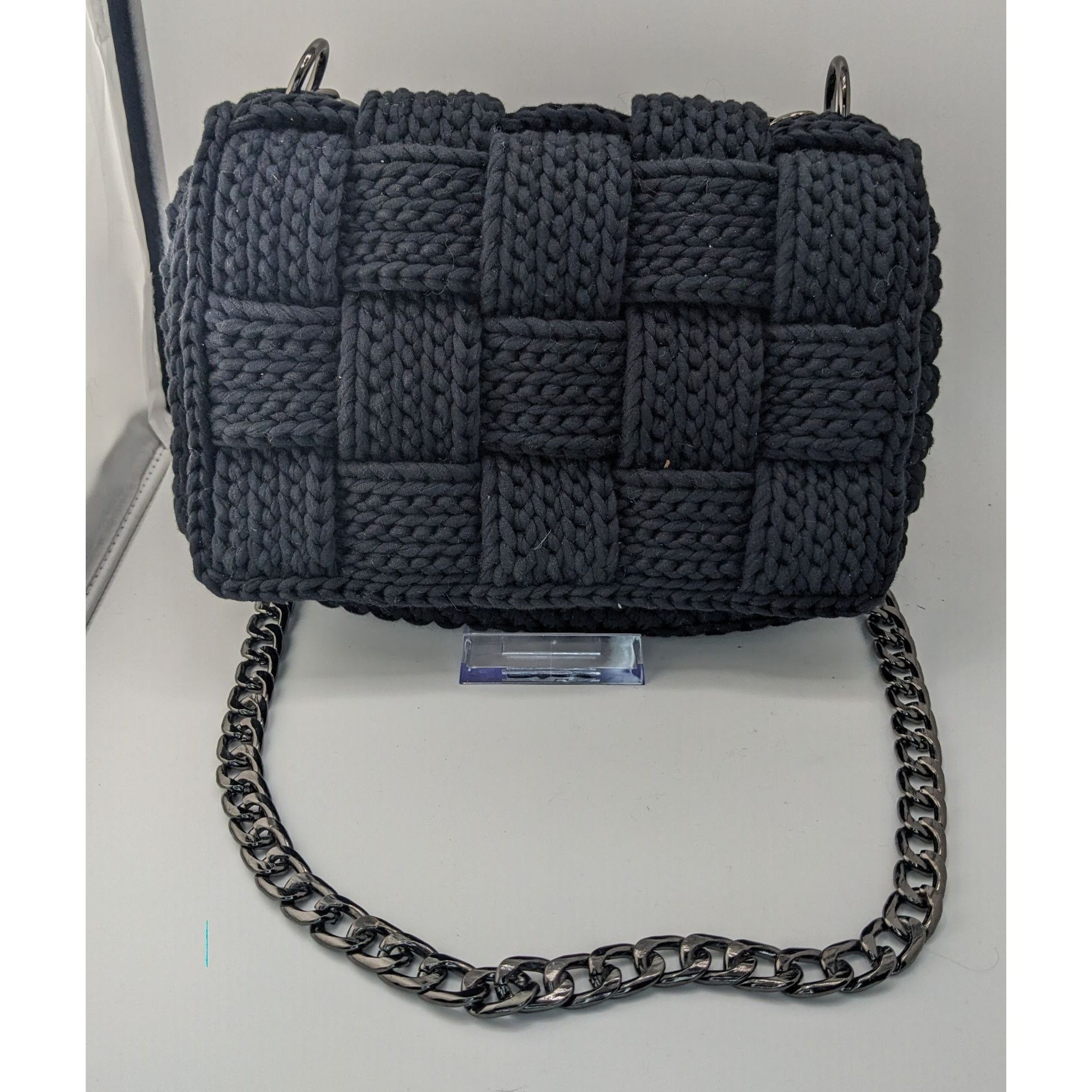 Other Handmade Black Knit Woven Shoulder Bag With Chain Strap & Ma Size ONE SIZE - 6 Thumbnail