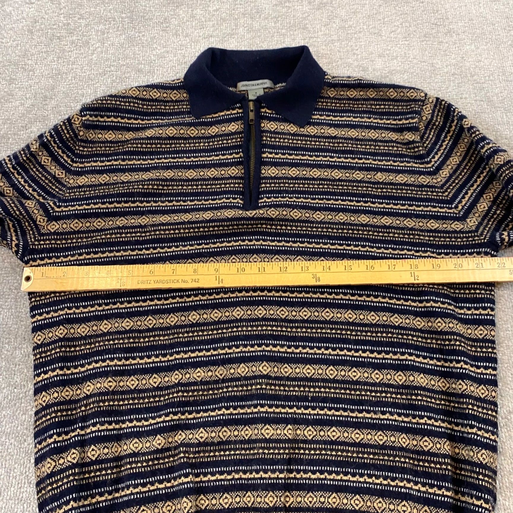 Johnston & Murphy VINTAGE Johnston & Murphy Mens Sweater Medium Collared Pullover Wool Striped All Seasons Size US M / EU 48-50 / 2 - 5 Thumbnail
