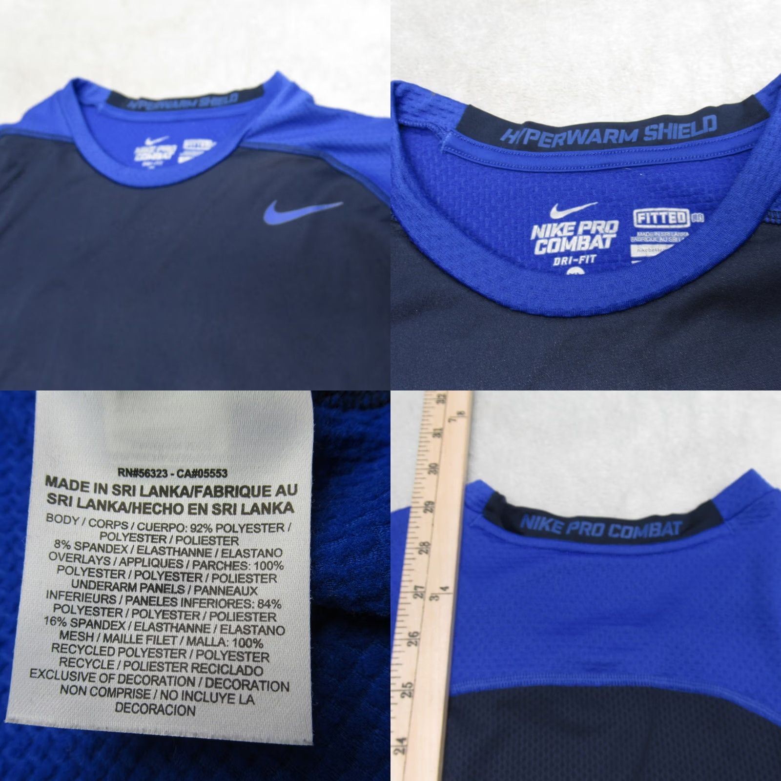 Nike Nike Pro Combat Shirt Mens Large Blue Dri-FIT Insulated Running Hiking XL Tag Size US L / EU 52-54 / 3 - 8 Thumbnail