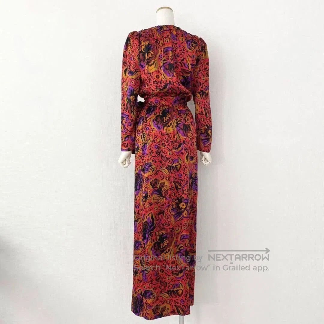Saint Laurent Paris Yves Saint Laurent 90s Silk Floral Long Dress. Size XS / US 0-2 / IT 36-38 - 3 Thumbnail