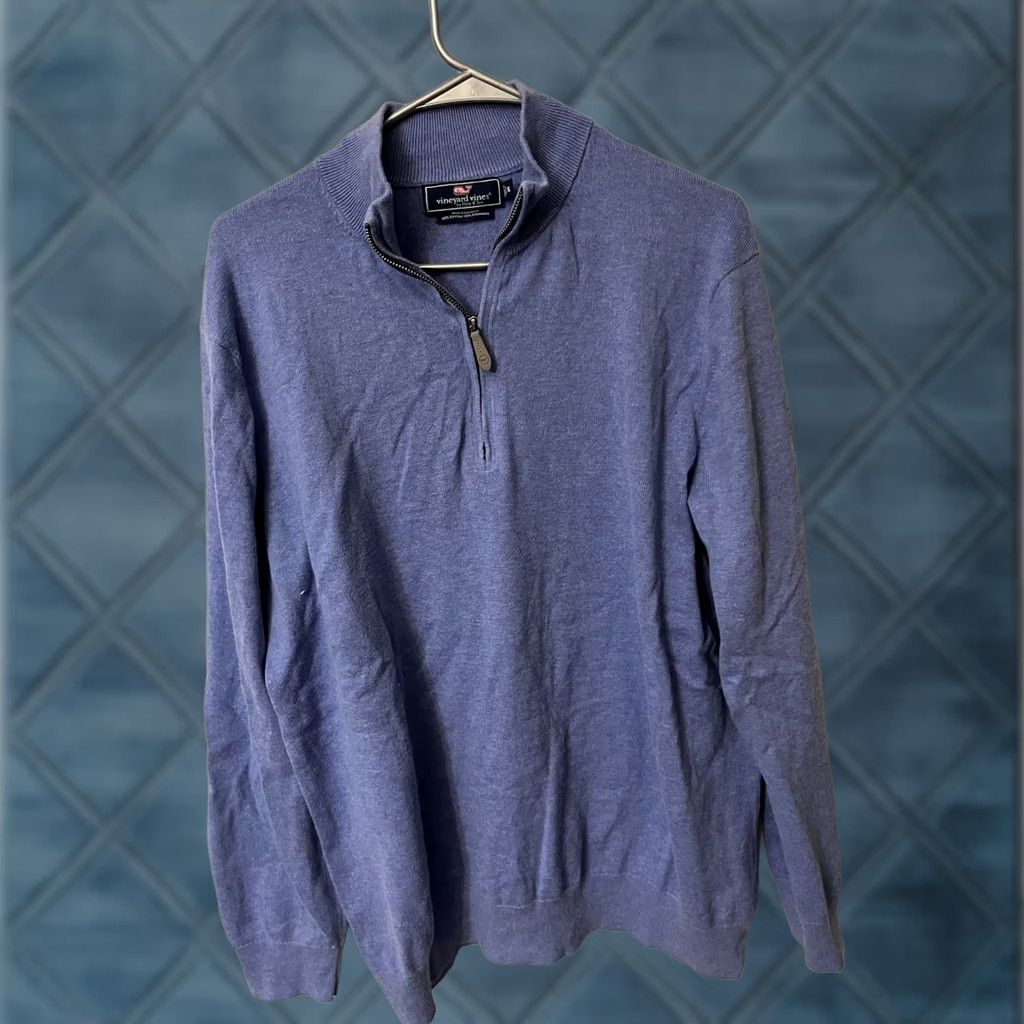Vineyard Vines Vineyard Vines Sweater Mens XL Blue 1/4 Zip Cotton/Cashmere Size Size US XL / EU 56 / 4 - 1 Thumbnail