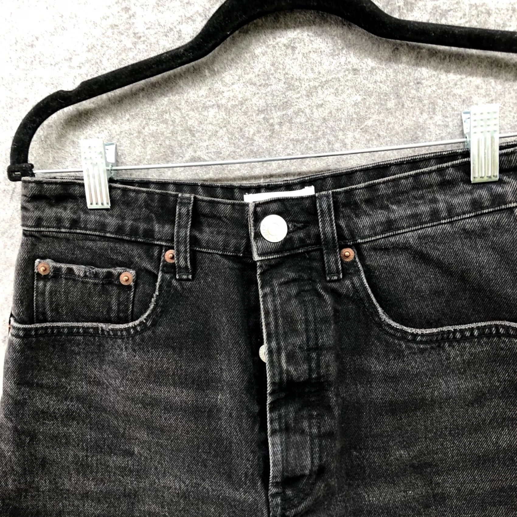 Zara Zara High Waisted Denim Shorts Womens 4 Cutoff Frayed Raw Hem Black Button Fly Size 27" / US 4 / IT 40 - 4 Thumbnail