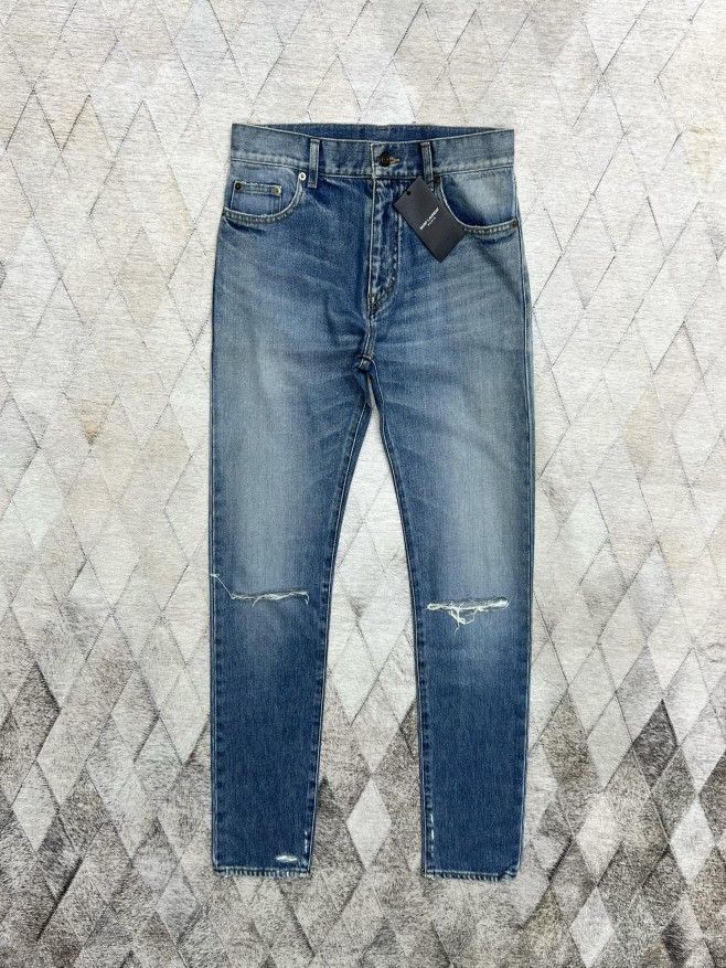Saint Laurent Paris Saint Laurent Distressed Denim Jeans Size 29 Size US 29 - 1 Thumbnail
