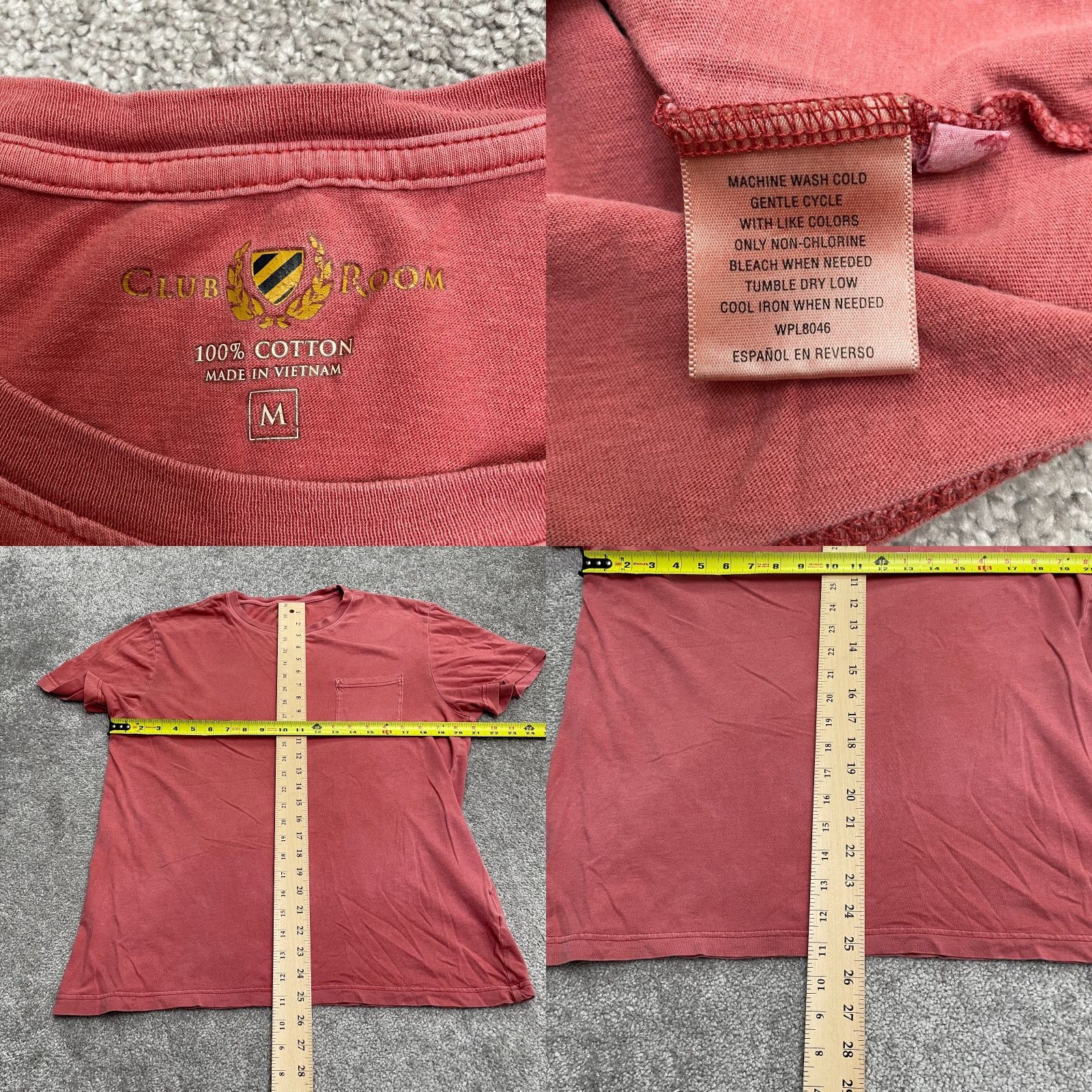 Club Room Club Room Basic Pocket Tee Shirt Mens Medium Orange Cotton Casual Crew Neck Size M / US 6-8 / IT 42-44 - 8 Thumbnail