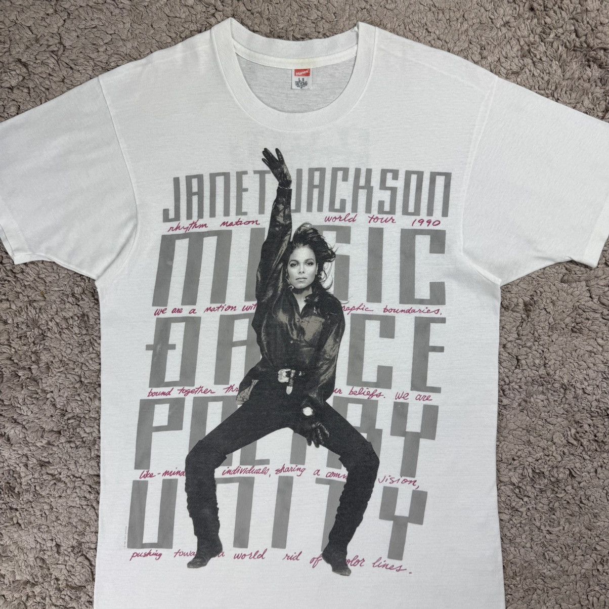 Band Tees Vintage 90s Janet Jackson Rhythm Nation Concert Tour T-shirt Size US L / EU 52-54 / 3 - 5 Thumbnail