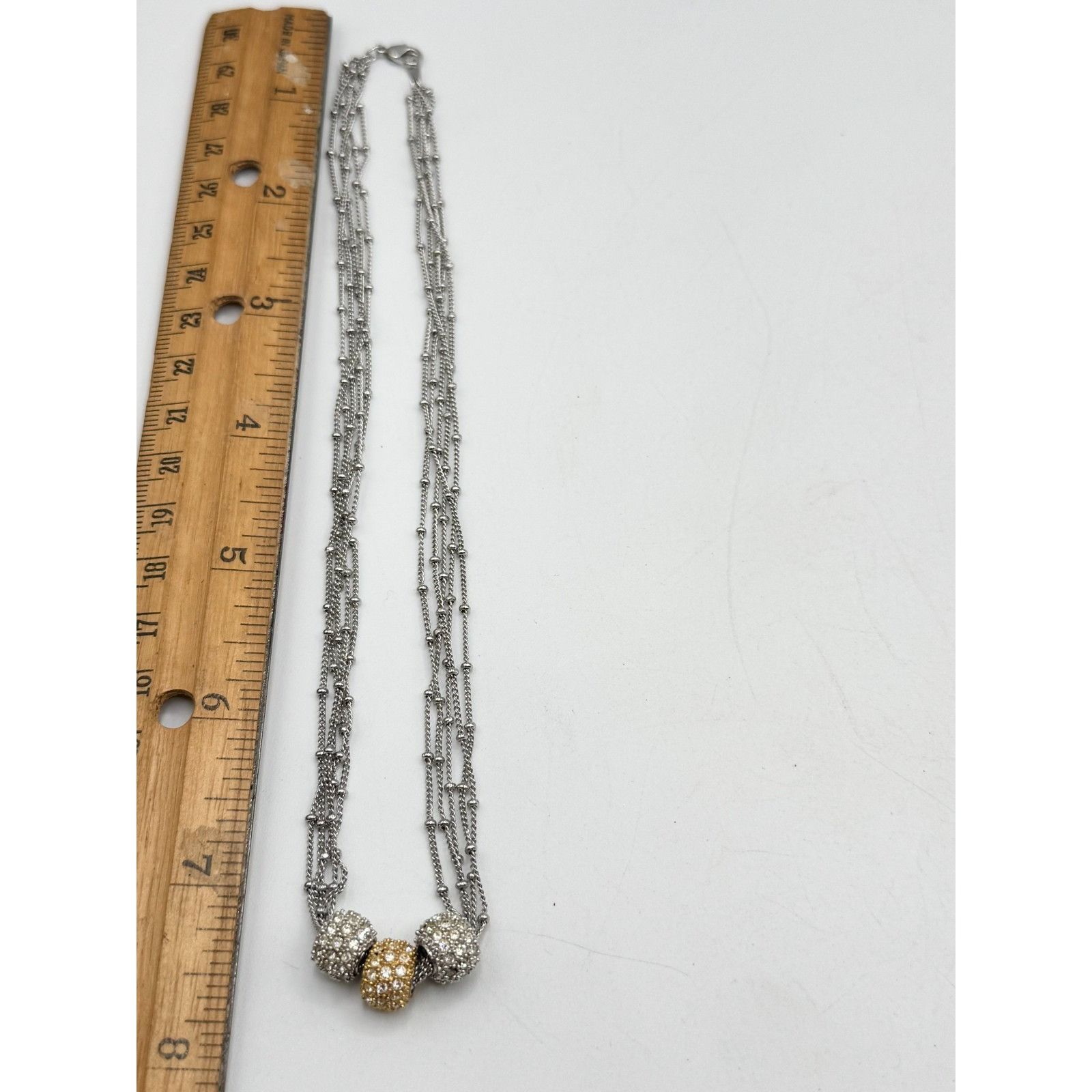 Vintage Vintage silver multi chain rhinestone necklace Size ONE SIZE - 7 Thumbnail