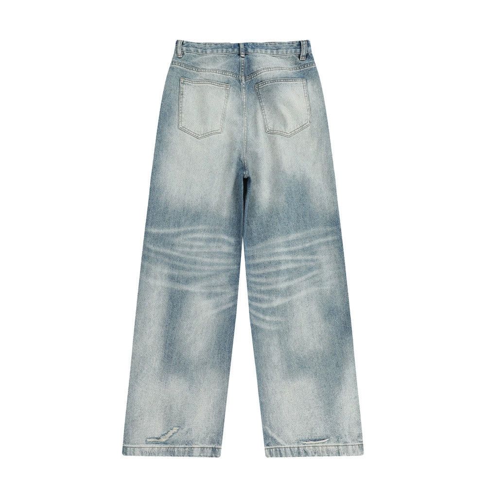 Men's punk loose washed gradient tie-dye jeans