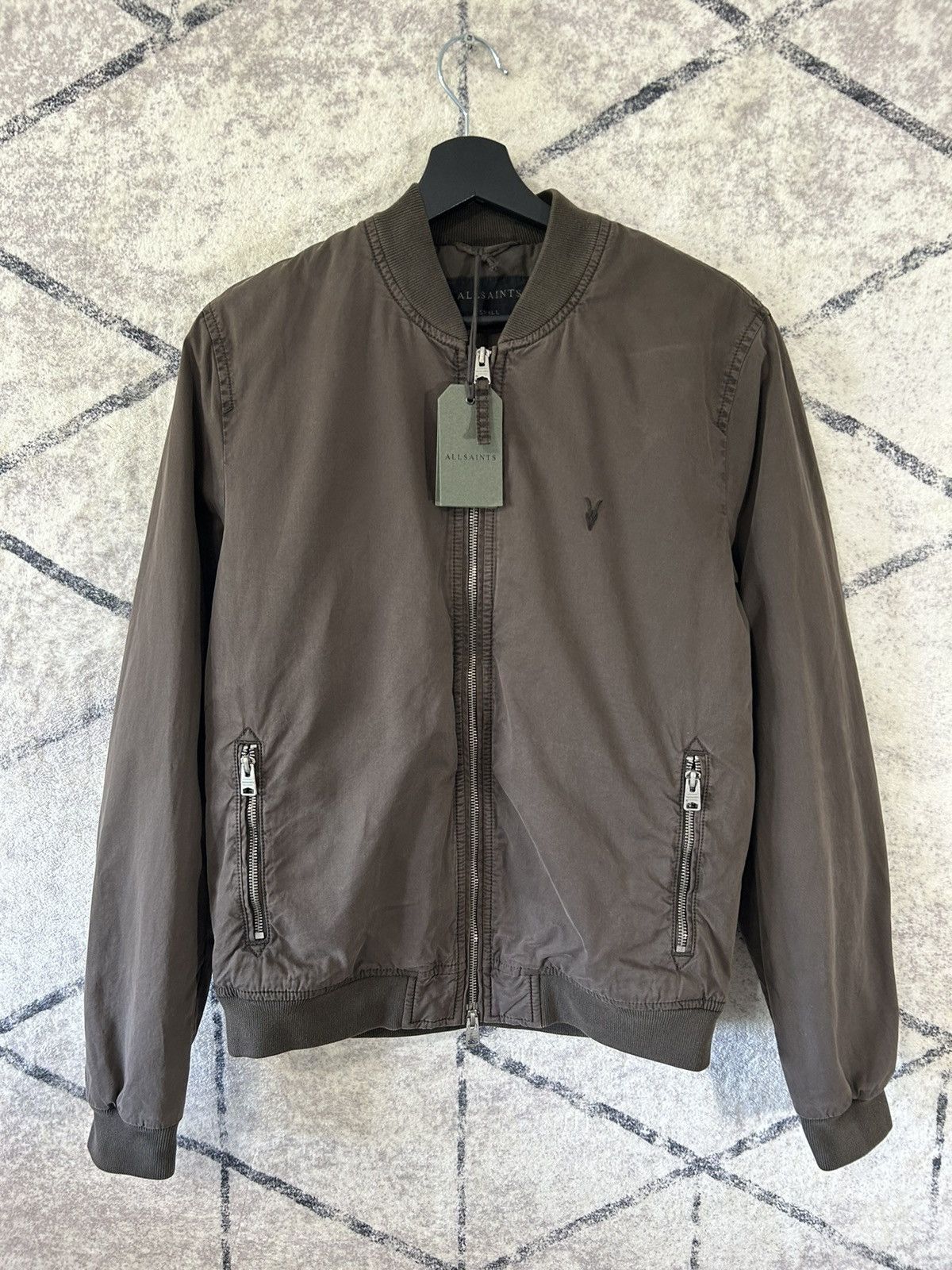 image of Allsaints Bomber Jacket Old Money Casual Designer in Brown, Men's (Size Small)